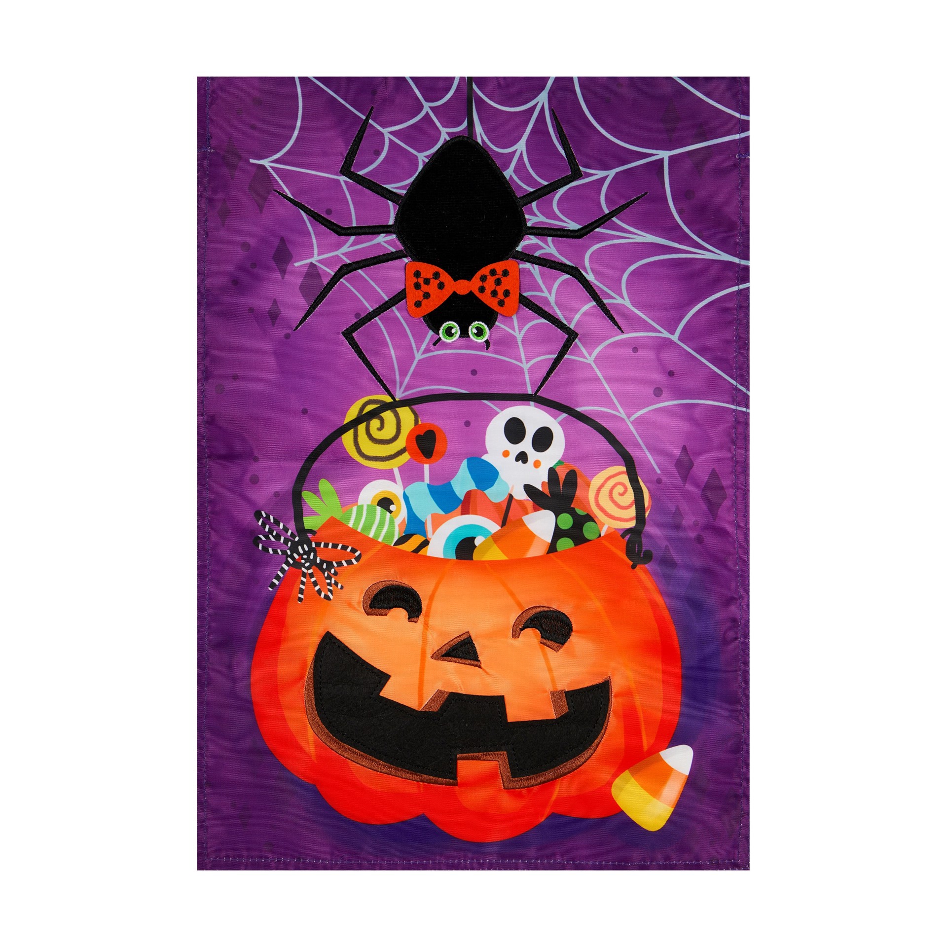 slide 1 of 6, Style Selections 1-ft W x 1.5-ft H Halloween Embroidered Garden flag, 1 ct