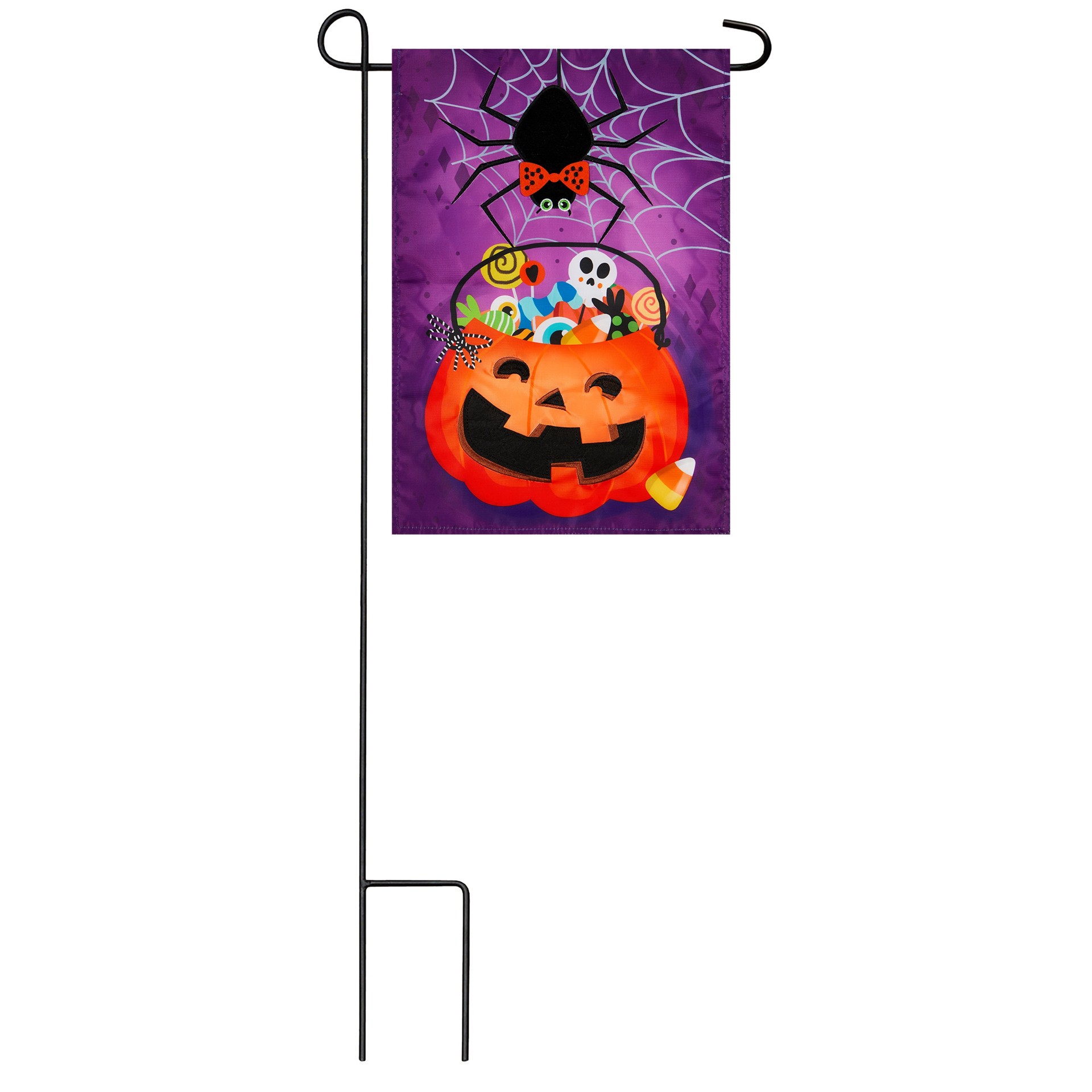 slide 3 of 6, Style Selections 1-ft W x 1.5-ft H Halloween Embroidered Garden flag, 1 ct