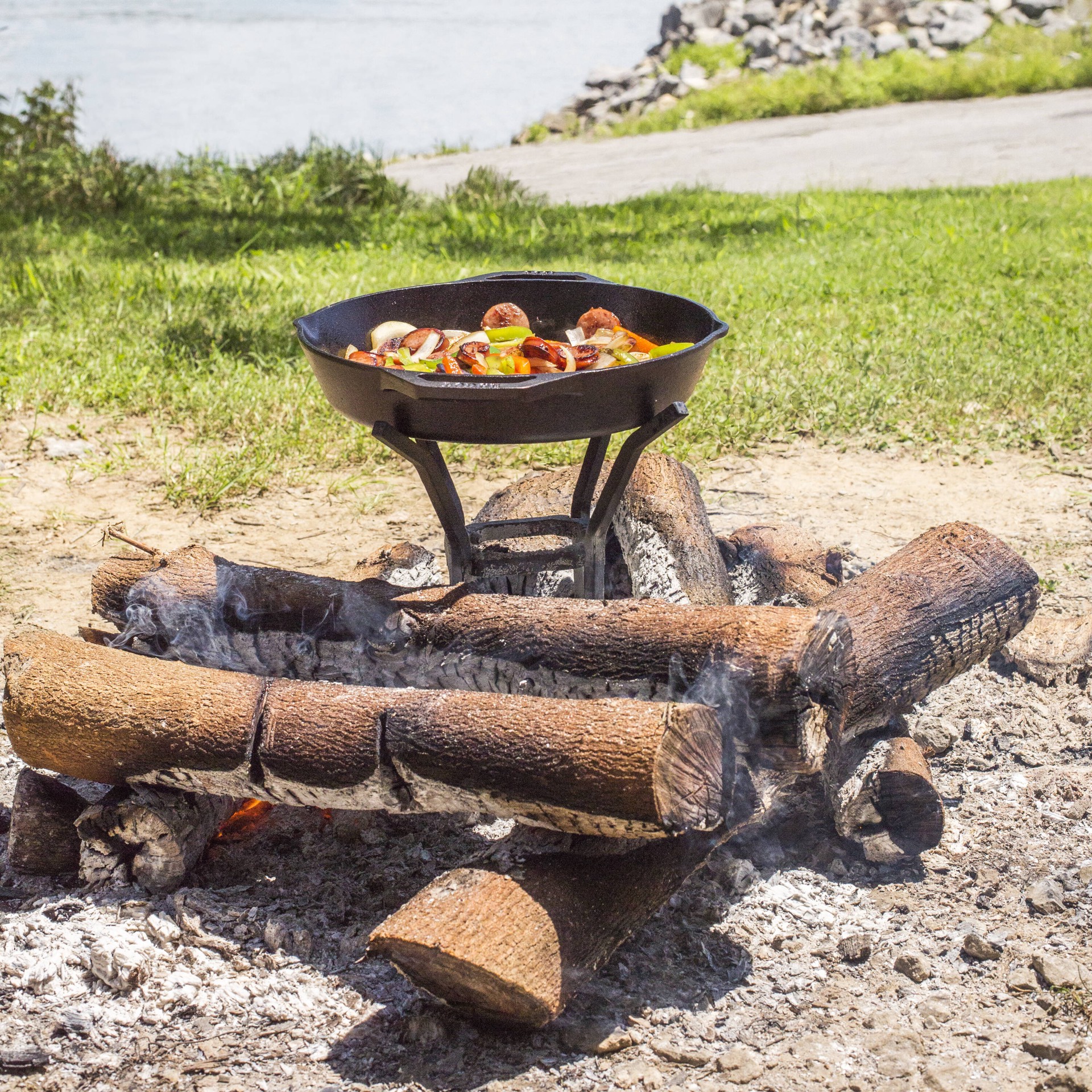 slide 4 of 6, Lodge Cast Iron 1 Steel Campfire cook stand, 1 ct