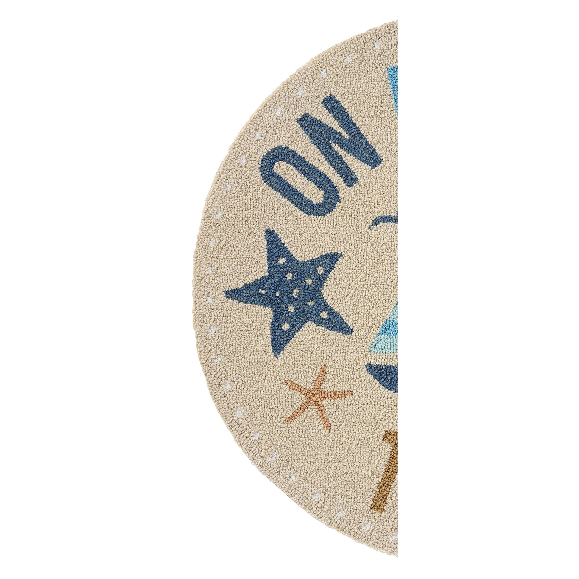 slide 2 of 6, allen + roth 3 x 3 (ft) Hooked Beige/Multi Round Indoor/Outdoor Coastal Throw rug, 1 ct