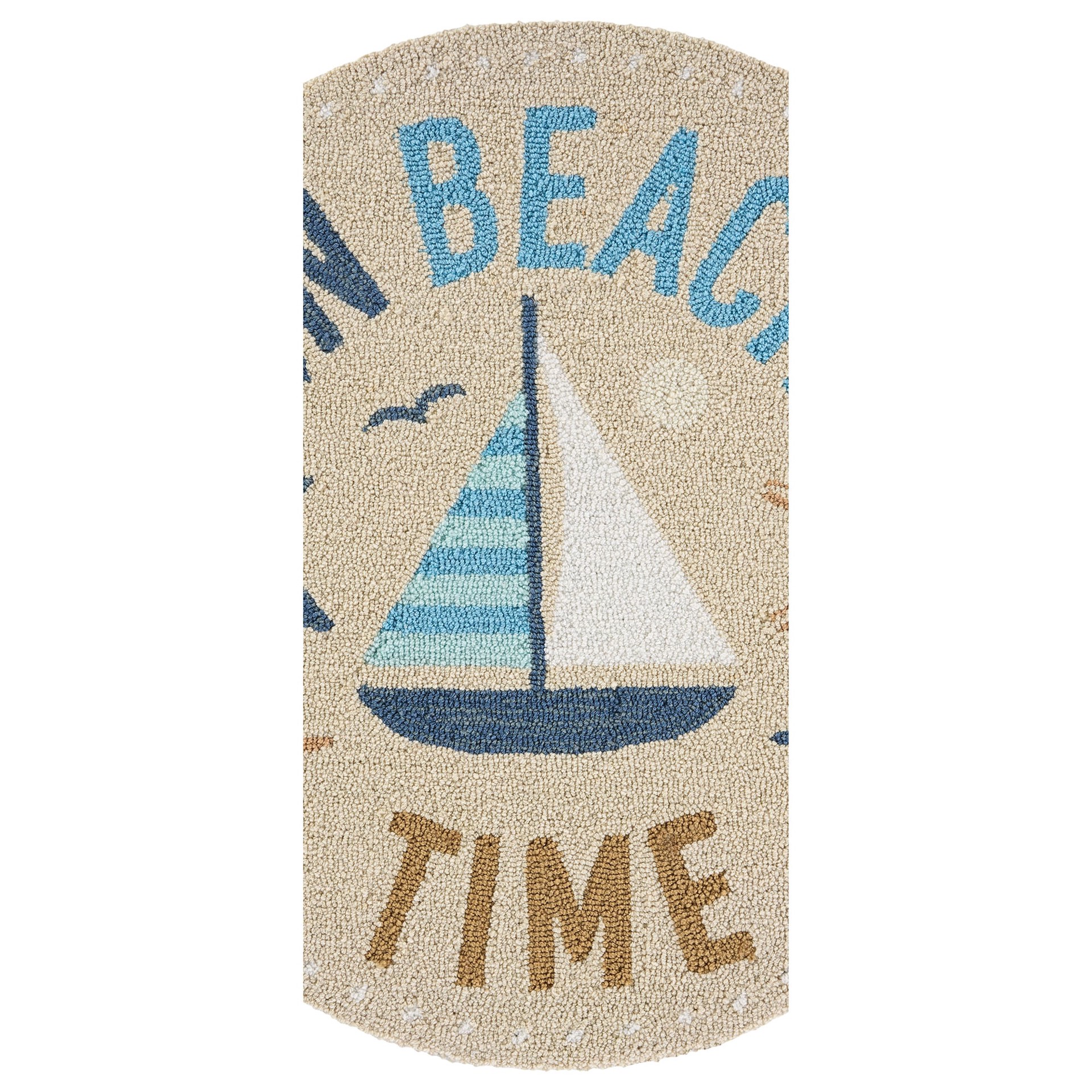 slide 3 of 6, allen + roth 3 x 3 (ft) Hooked Beige/Multi Round Indoor/Outdoor Coastal Throw rug, 1 ct