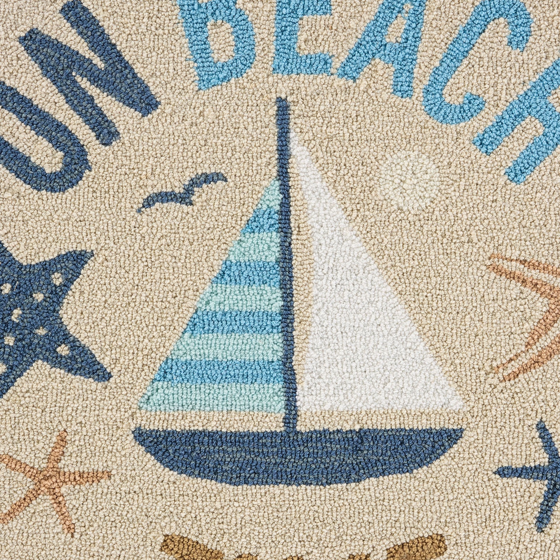 slide 5 of 6, allen + roth 3 x 3 (ft) Hooked Beige/Multi Round Indoor/Outdoor Coastal Throw rug, 1 ct