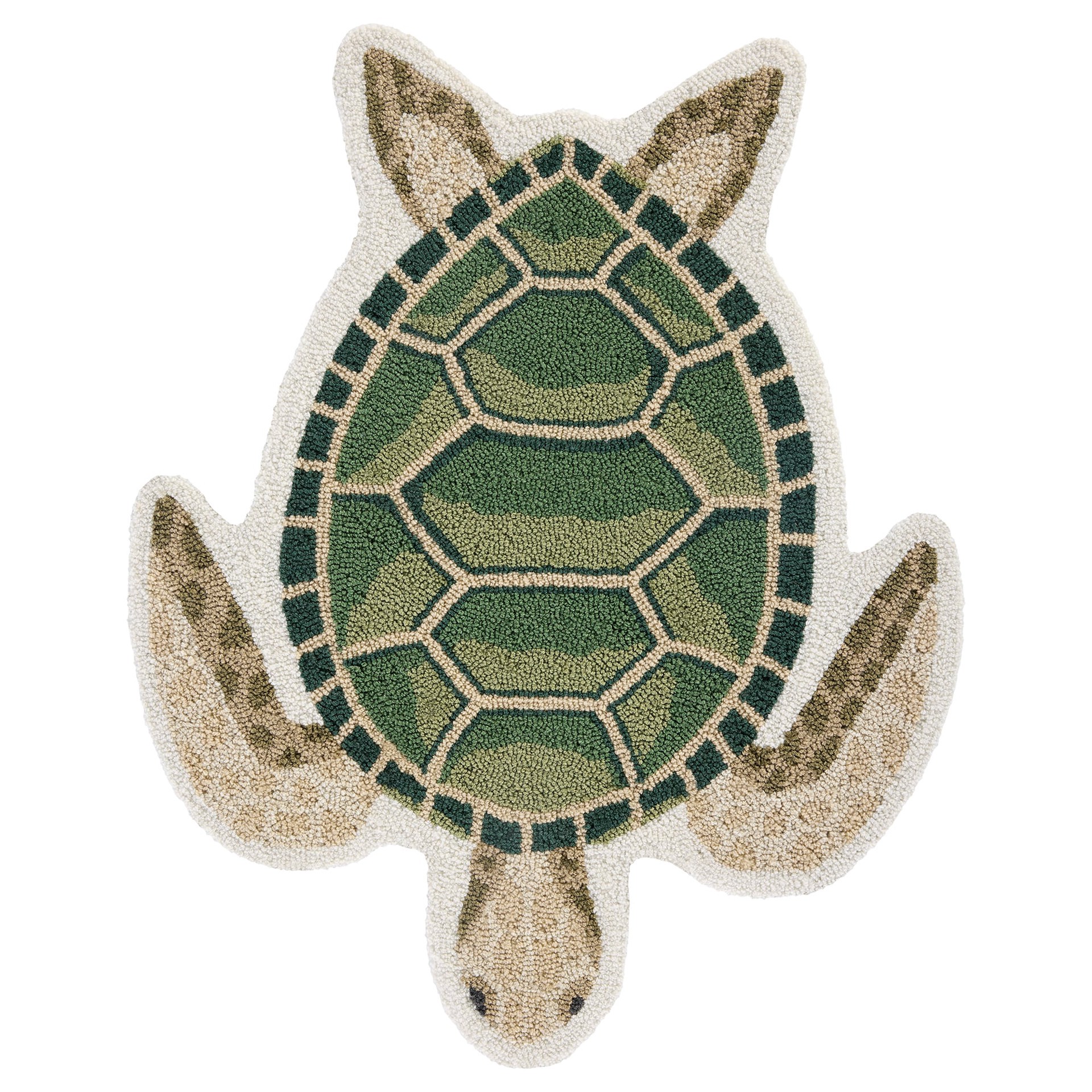 slide 6 of 6, allen + roth 2 x 3 (ft) Hooked Green/Multi Irregular Indoor/Outdoor Coastal Throw rug, 1 ct