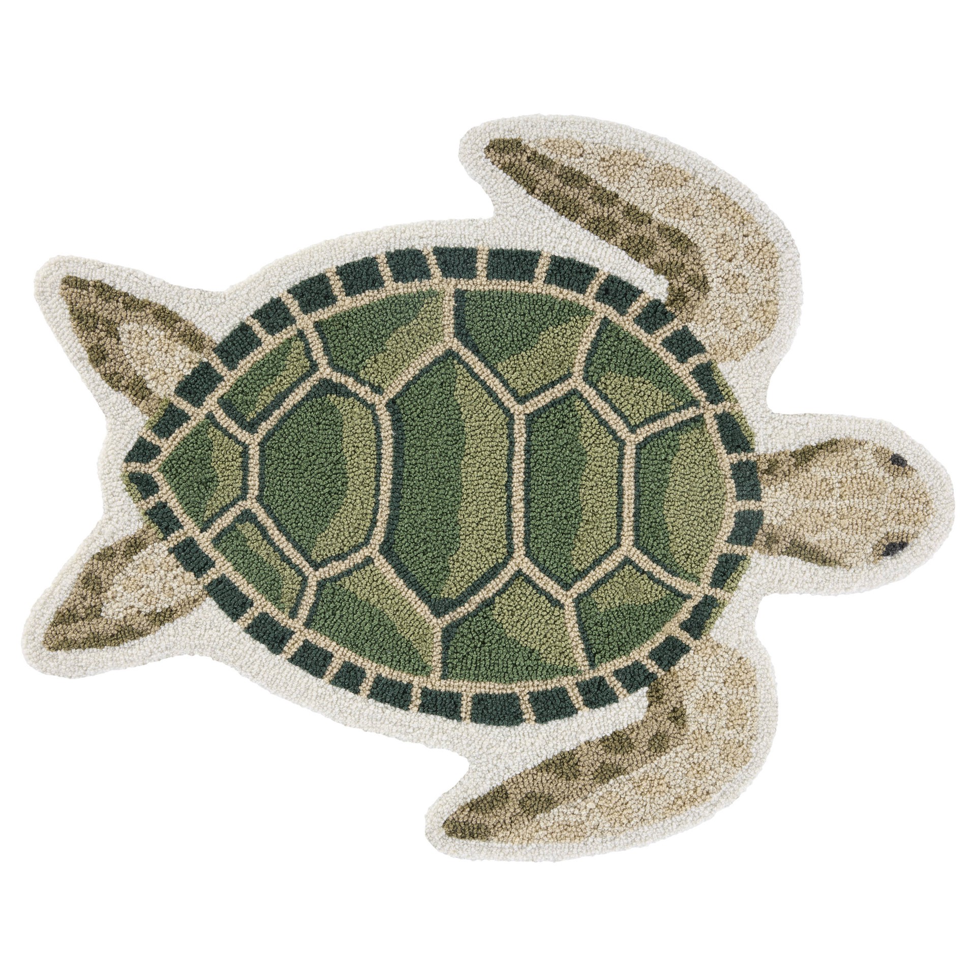 slide 1 of 6, allen + roth 2 x 3 (ft) Hooked Green/Multi Irregular Indoor/Outdoor Coastal Throw rug, 1 ct