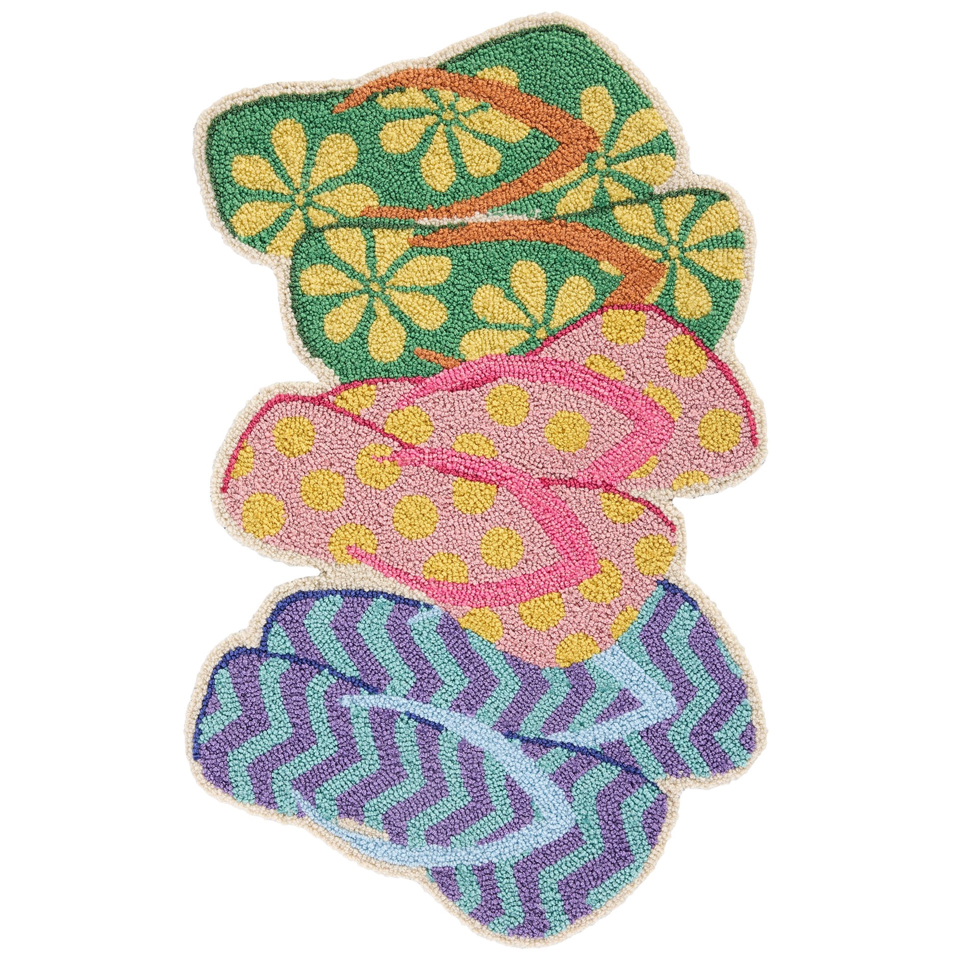 slide 6 of 6, allen + roth 2 x 3 (ft) Hooked Green/Multi Irregular Indoor/Outdoor Coastal Throw rug, 1 ct