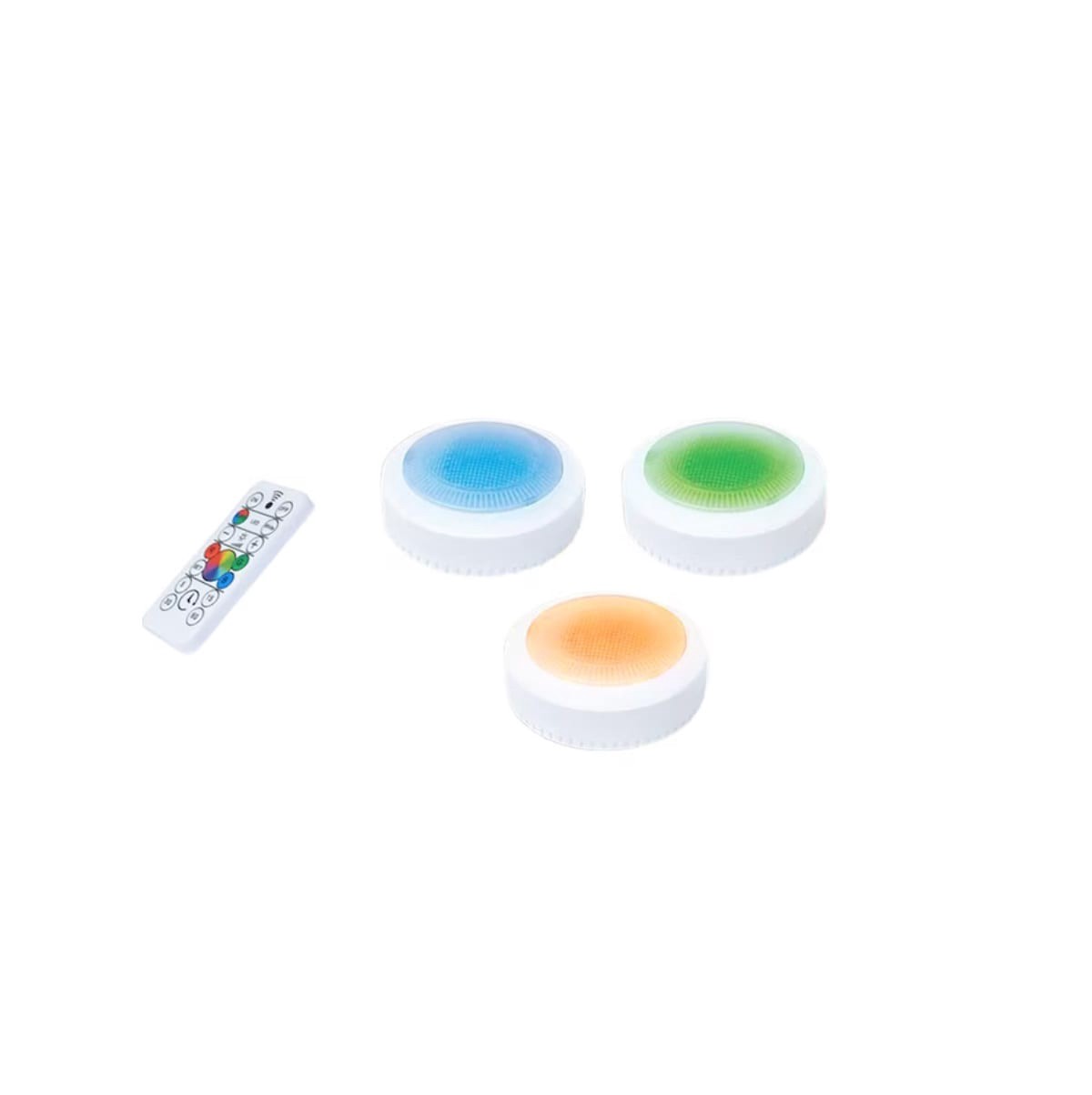 slide 1 of 6, Good Earth Lighting 3 -Pack 3-in Battery LED Under Cabinet Puck Light with Remote, 1 ct