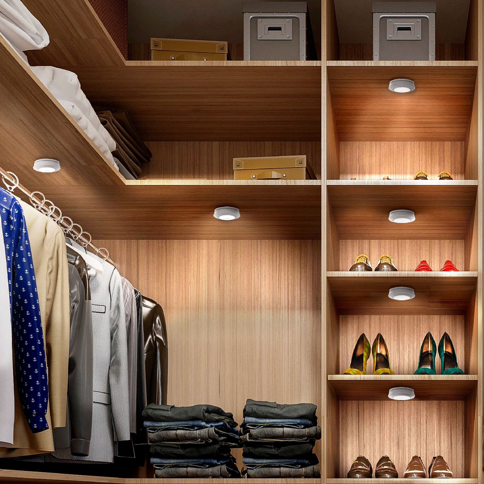 slide 2 of 6, Utilitech 6 -Pack 3-in Battery LED Under Cabinet Puck Light, 1 ct