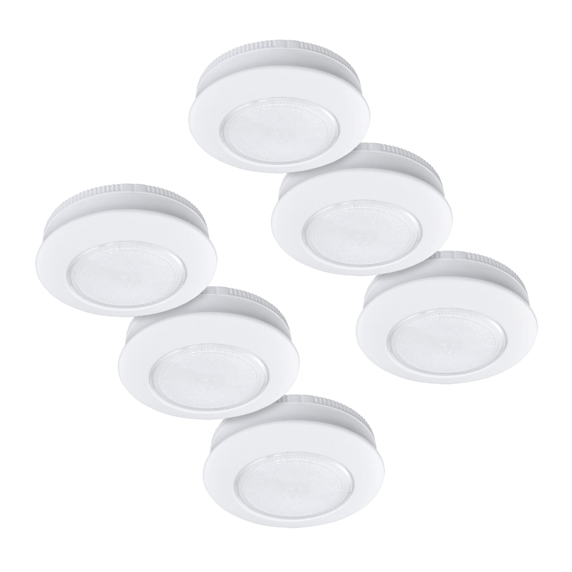 slide 1 of 6, Utilitech 6 -Pack 3-in Battery LED Under Cabinet Puck Light, 1 ct