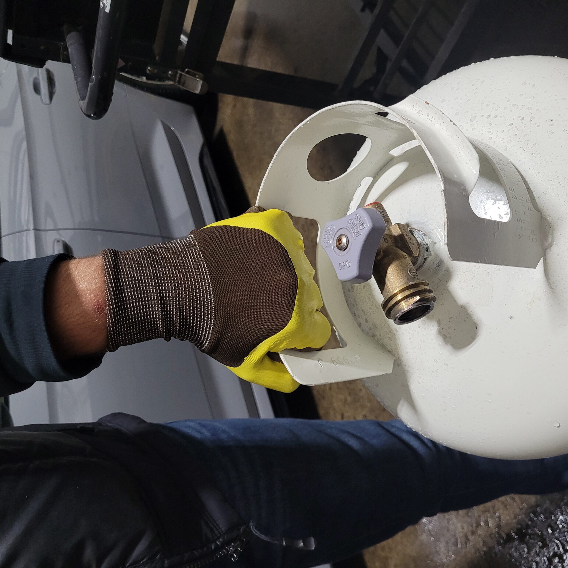 slide 5 of 5, HandCrew Large Yellow Nitrile dipped Polyester 8 -Pairs, 1 ct