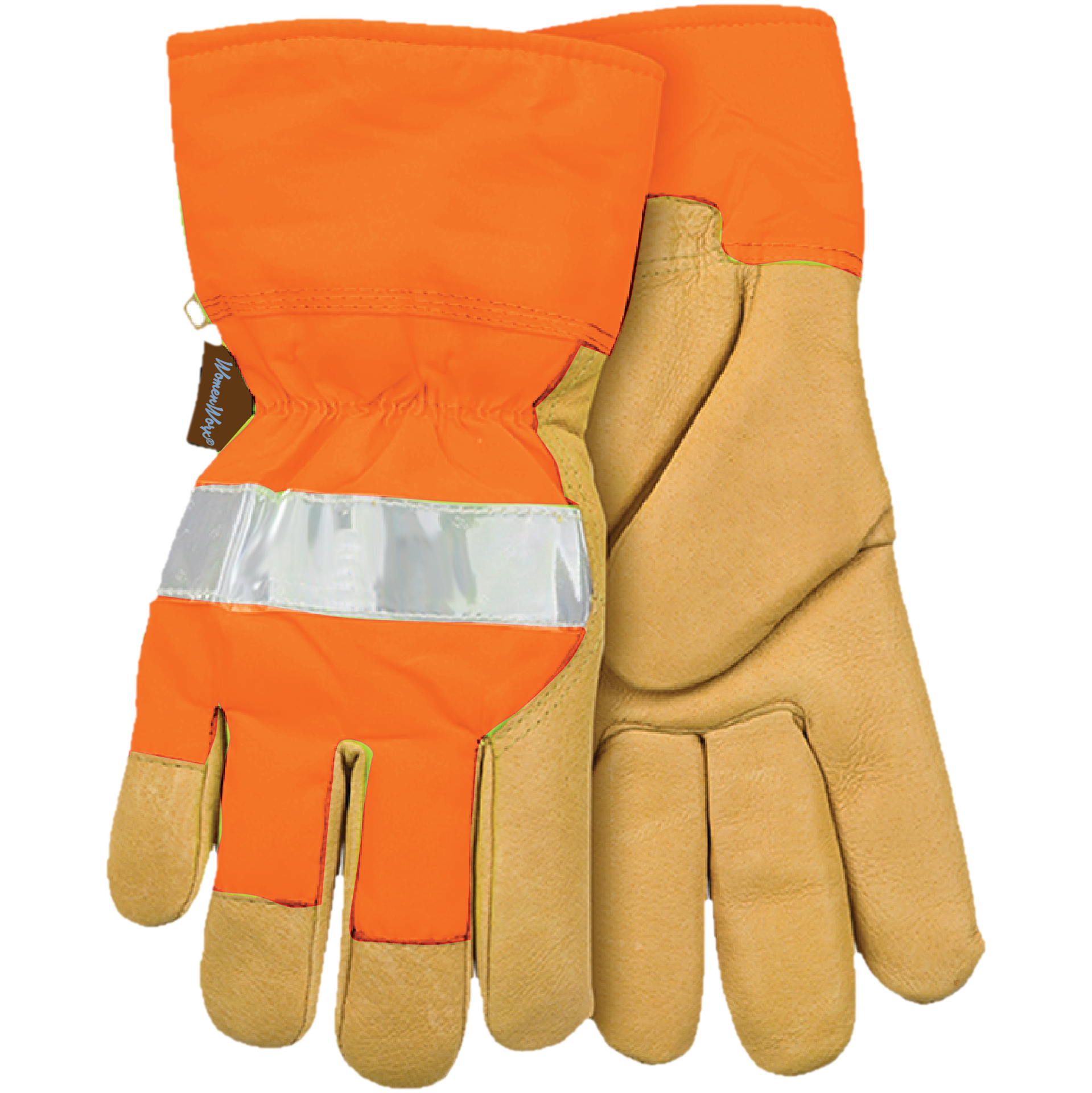 slide 1 of 5, WomenWorx Medium Orange Leather 1 -Pairs, 1 ct
