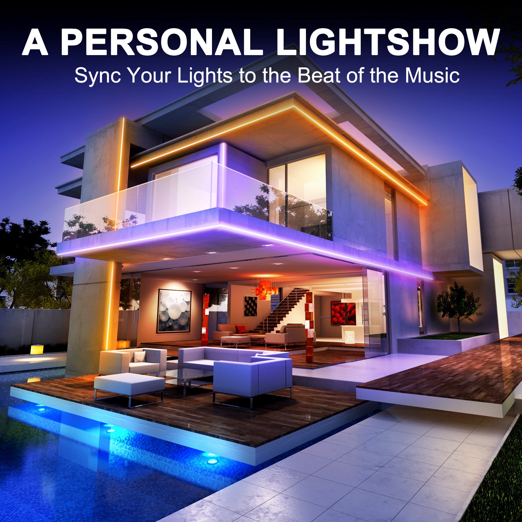 slide 4 of 6, Utilitech Indoor/Outdoor 24-ft LED Multicolor Strip Light, 1 ct