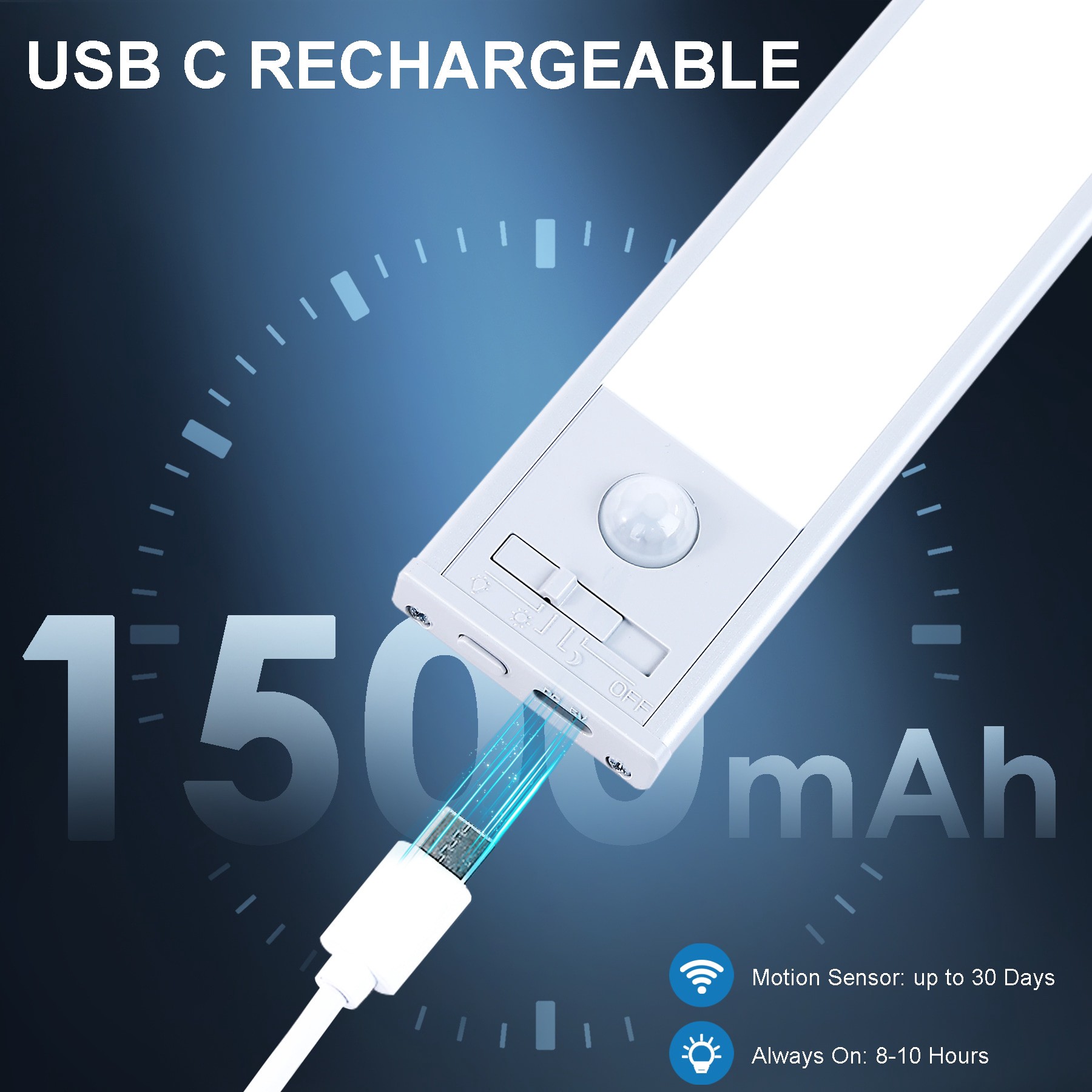 slide 4 of 6, Utilitech Under Cabinet Light 2 -Pack 10-in Rechargeable Battery LED Under Cabinet Light Bar Motion Sensing Light, 1 ct
