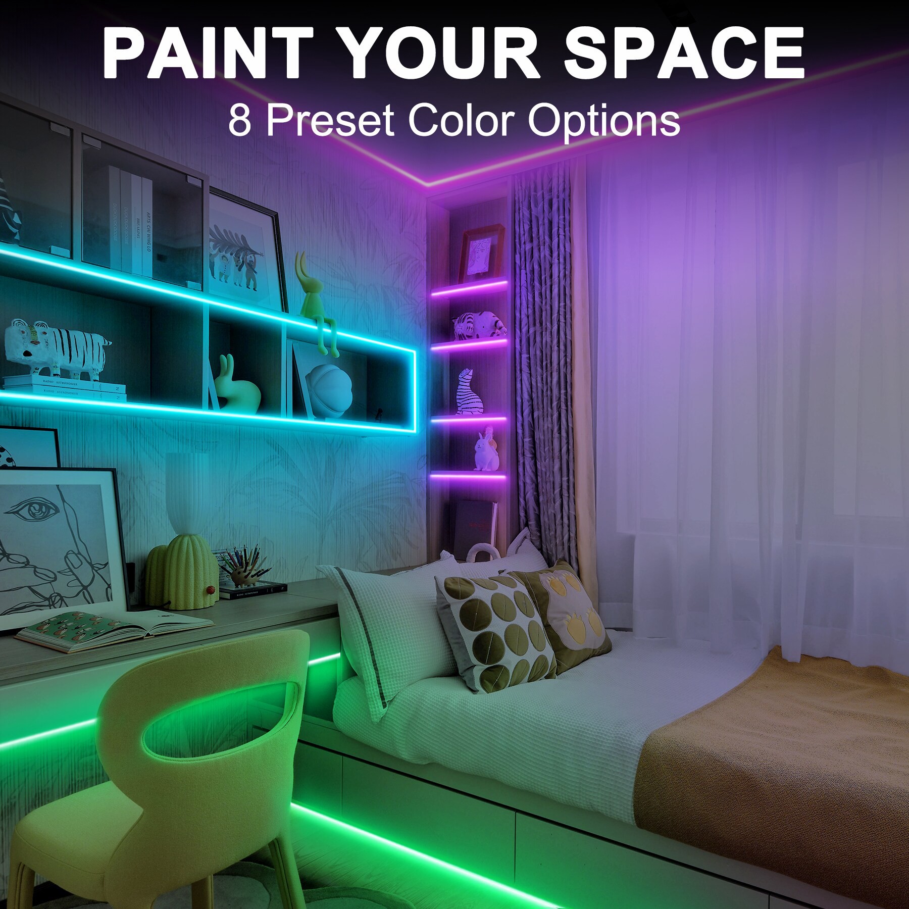 slide 2 of 6, Utilitech Indoor 16-ft LED Multicolor Strip Light, 1 ct