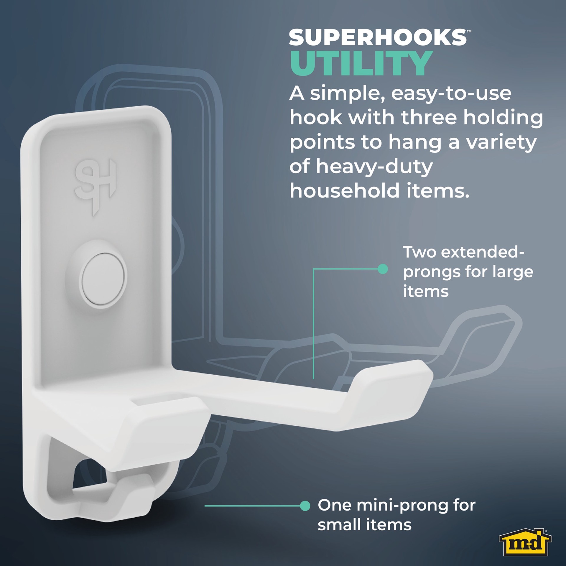 slide 2 of 6, M-D SUPERHOOKS 2 -Pack White Screw Double hook ( 22-lb Capacity), 1 ct