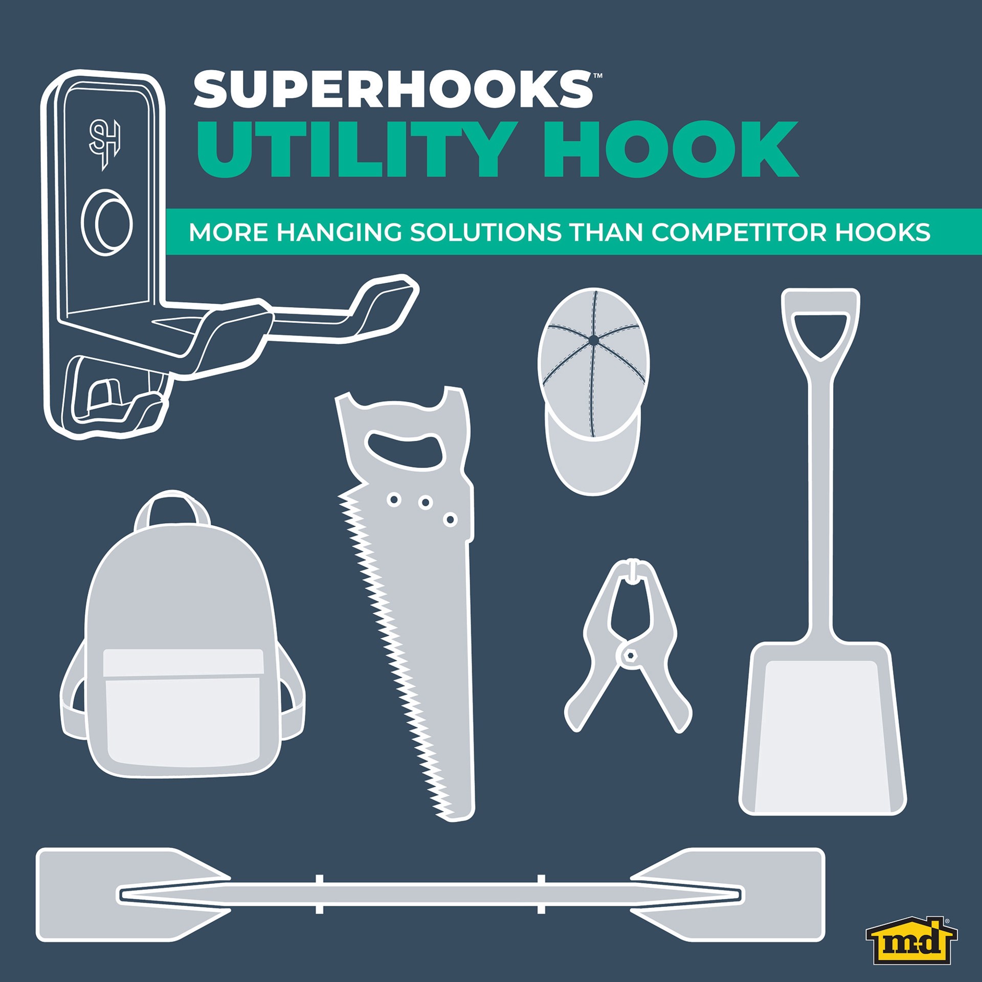 slide 6 of 6, M-D SUPERHOOKS 2 -Pack White Screw Double hook ( 22-lb Capacity), 1 ct