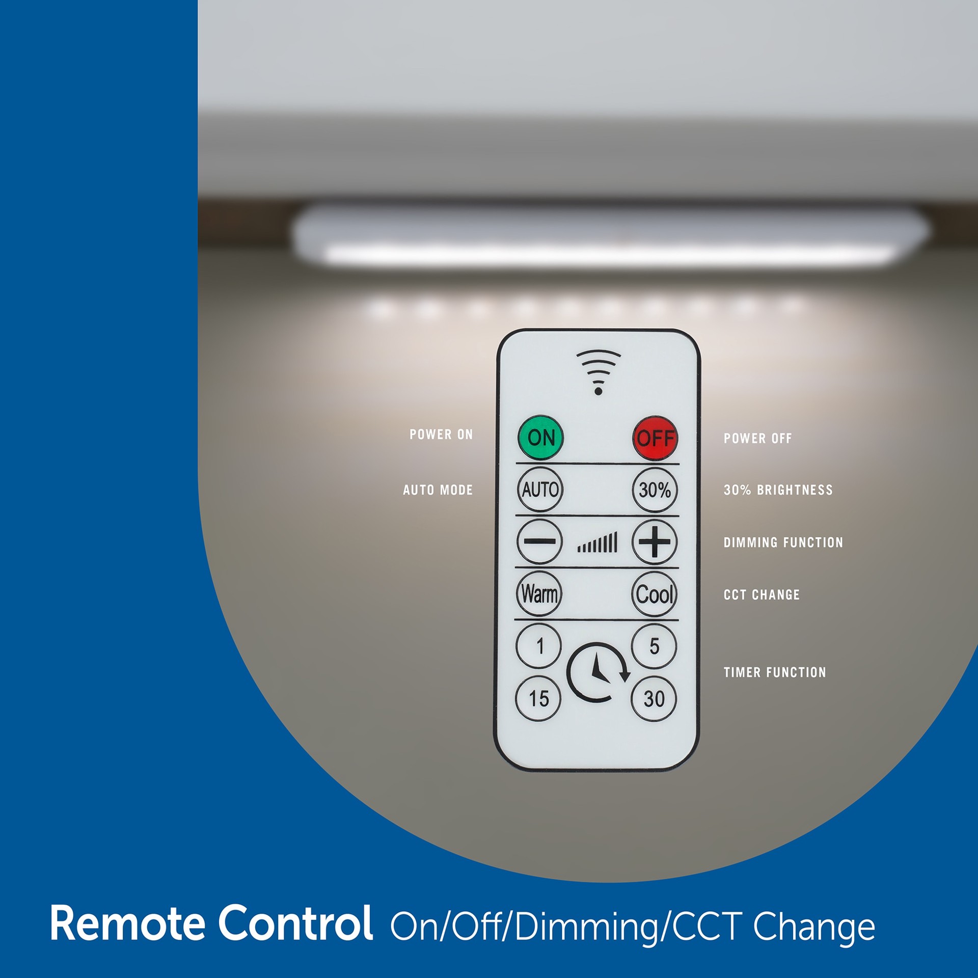 slide 6 of 6, Utilitech UnderCabinet 12-in Battery LED Under Cabinet Light Bar Motion Sensing Light with Remote, 1 ct