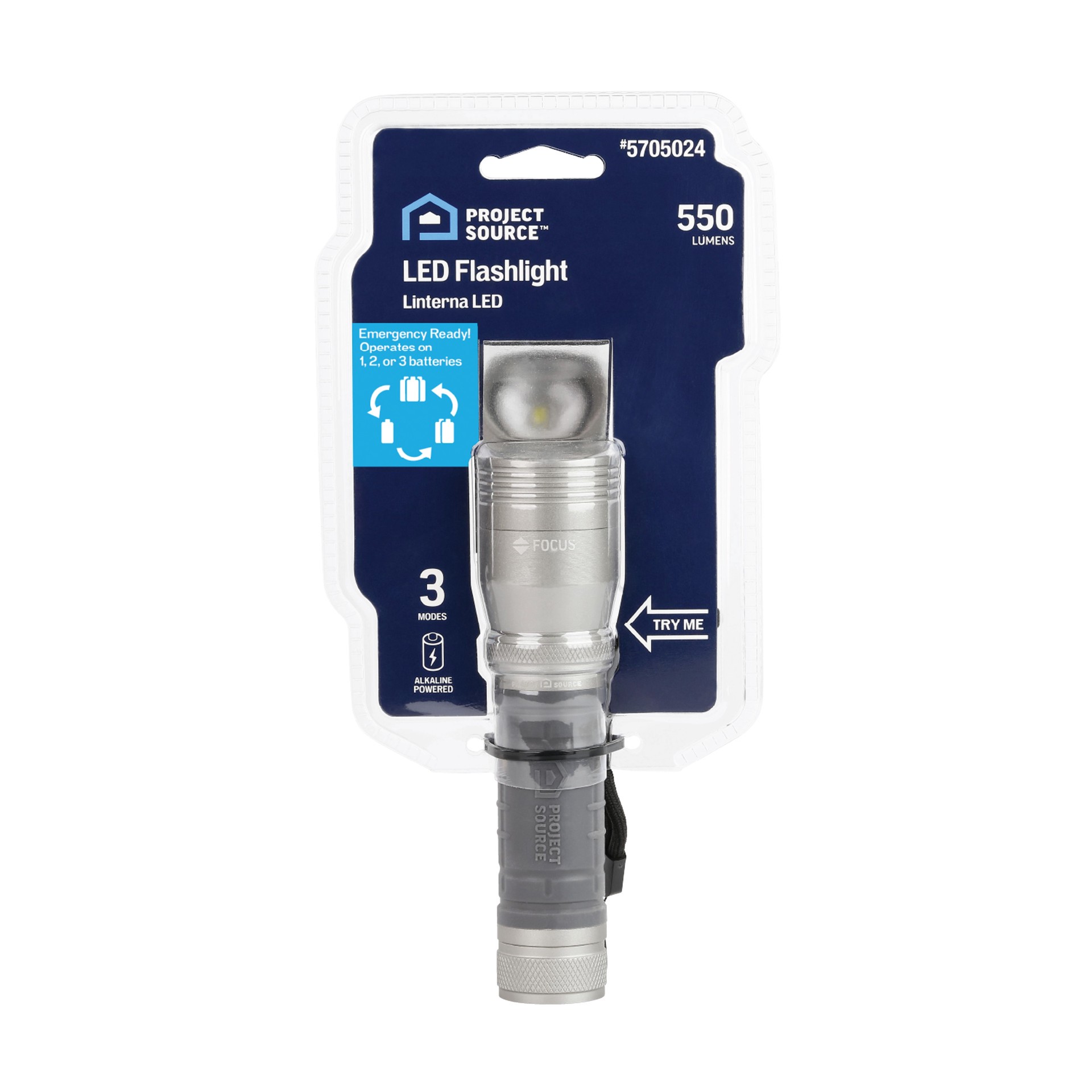 slide 6 of 6, Project Source 550-Lumen 3 -Adjustable Mode LED Spotlight Flashlight, 1 ct