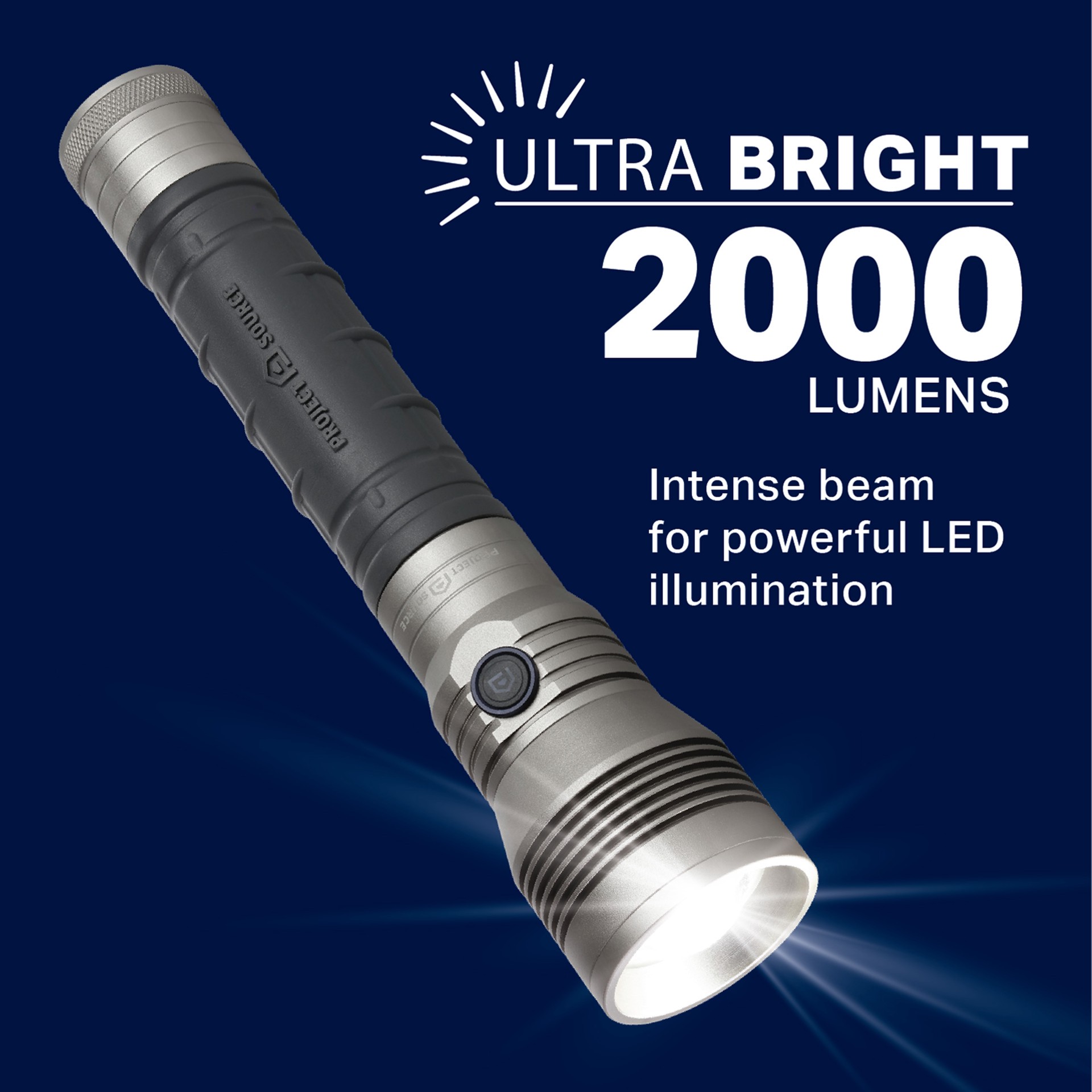 slide 2 of 6, Project Source 2000-Lumen 3 -Adjustable Mode LED Spotlight Flashlight, 1 ct