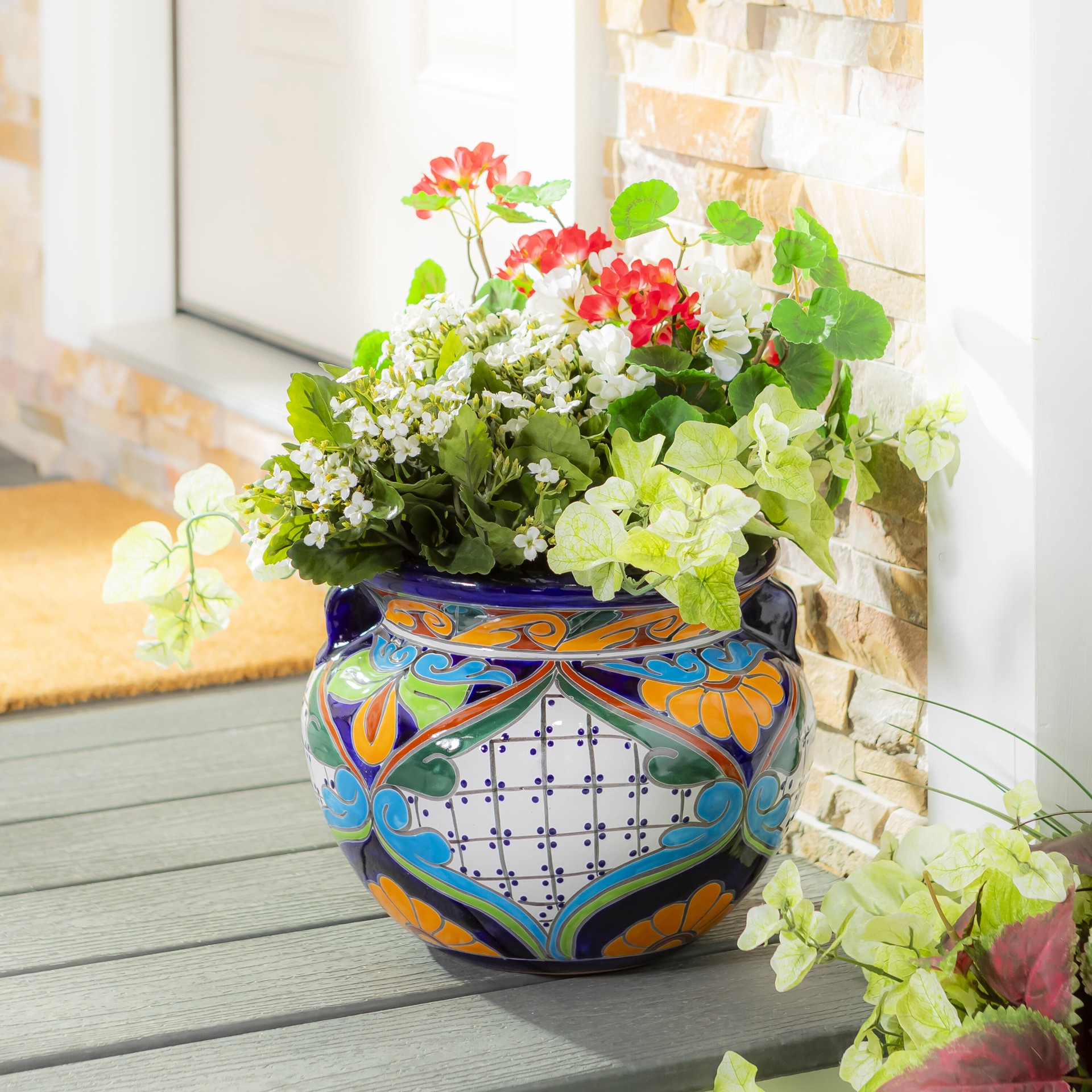 slide 4 of 6, Style Selections Urn 12.0-in W x 12.0-in L Multiple colors/finishes Clay Indoor/Outdoor Planter, 1 ct