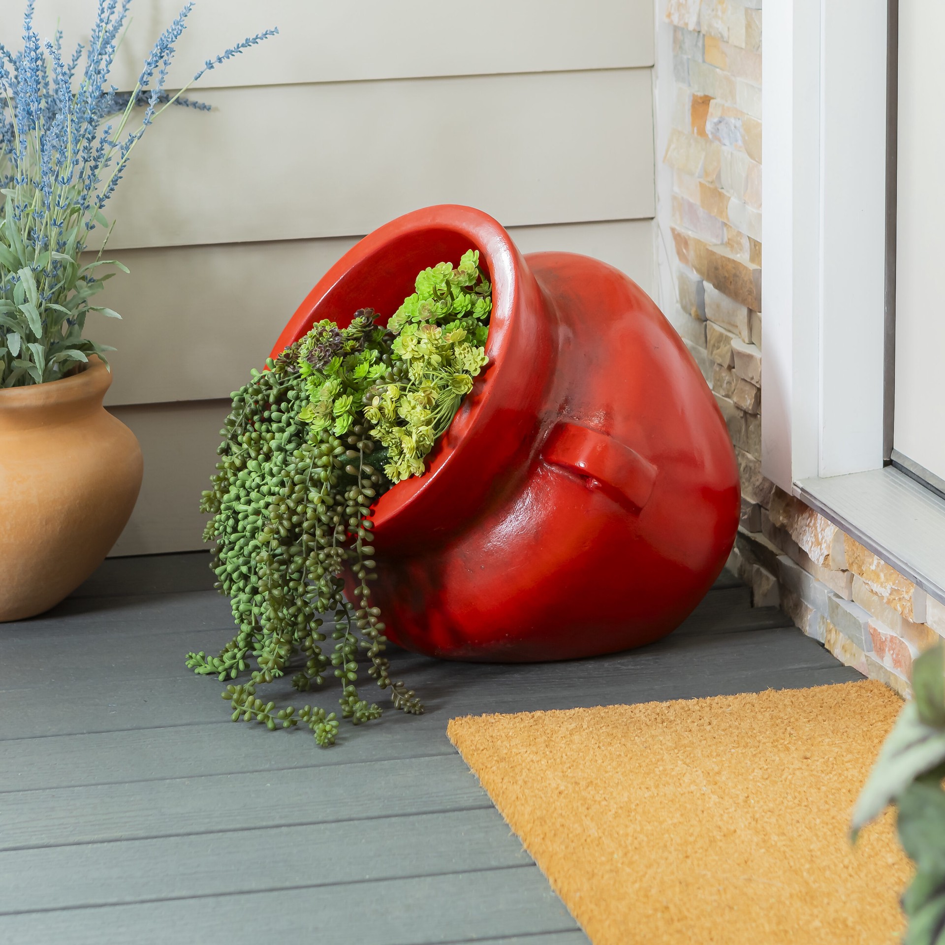 slide 3 of 6, Style Selections Urn 16.0-in W x 15-in H x 16-in D Red Clay Indoor/Outdoor Planter, 1 ct