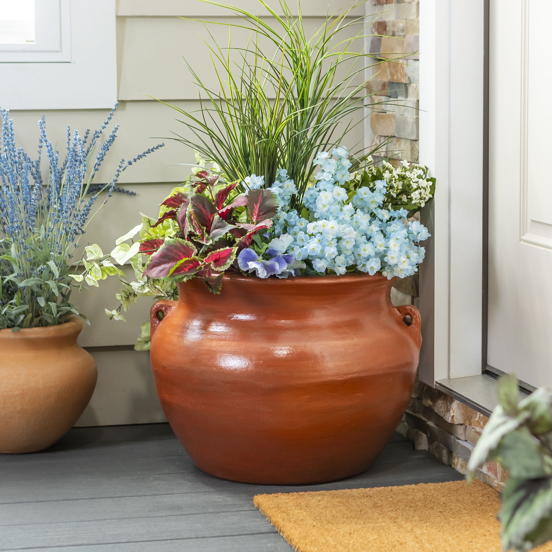 slide 5 of 6, Style Selections Urn 21.0-in W x 21.0-in L Orange Clay Indoor/Outdoor Planter, 1 ct