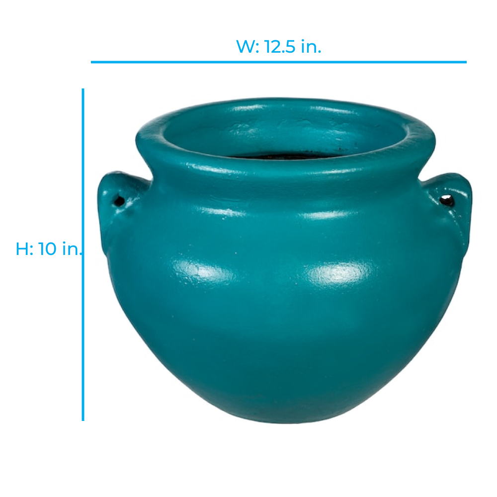 slide 2 of 6, Style Selections Urn 12.5-in W x 12.5-in L Blue Clay Indoor/Outdoor Planter, 1 ct