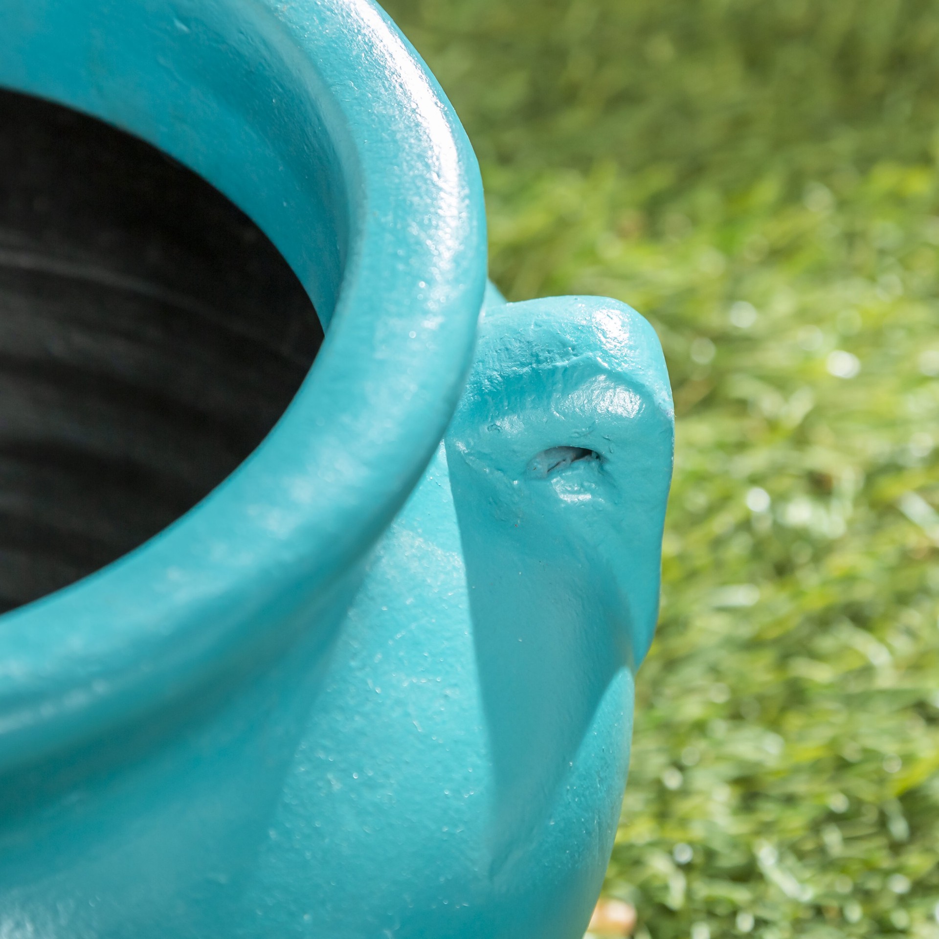 slide 6 of 6, Style Selections Urn 12.5-in W x 12.5-in L Blue Clay Indoor/Outdoor Planter, 1 ct