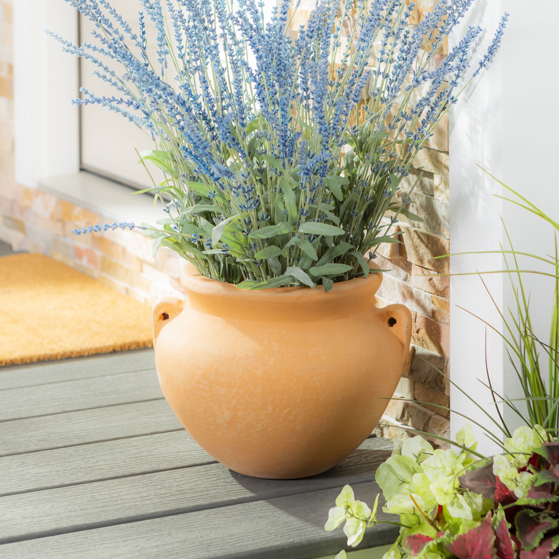 slide 4 of 6, Style Selections Urn 12.5-in W x 12.5-in L Orange Clay Indoor/Outdoor Planter, 1 ct