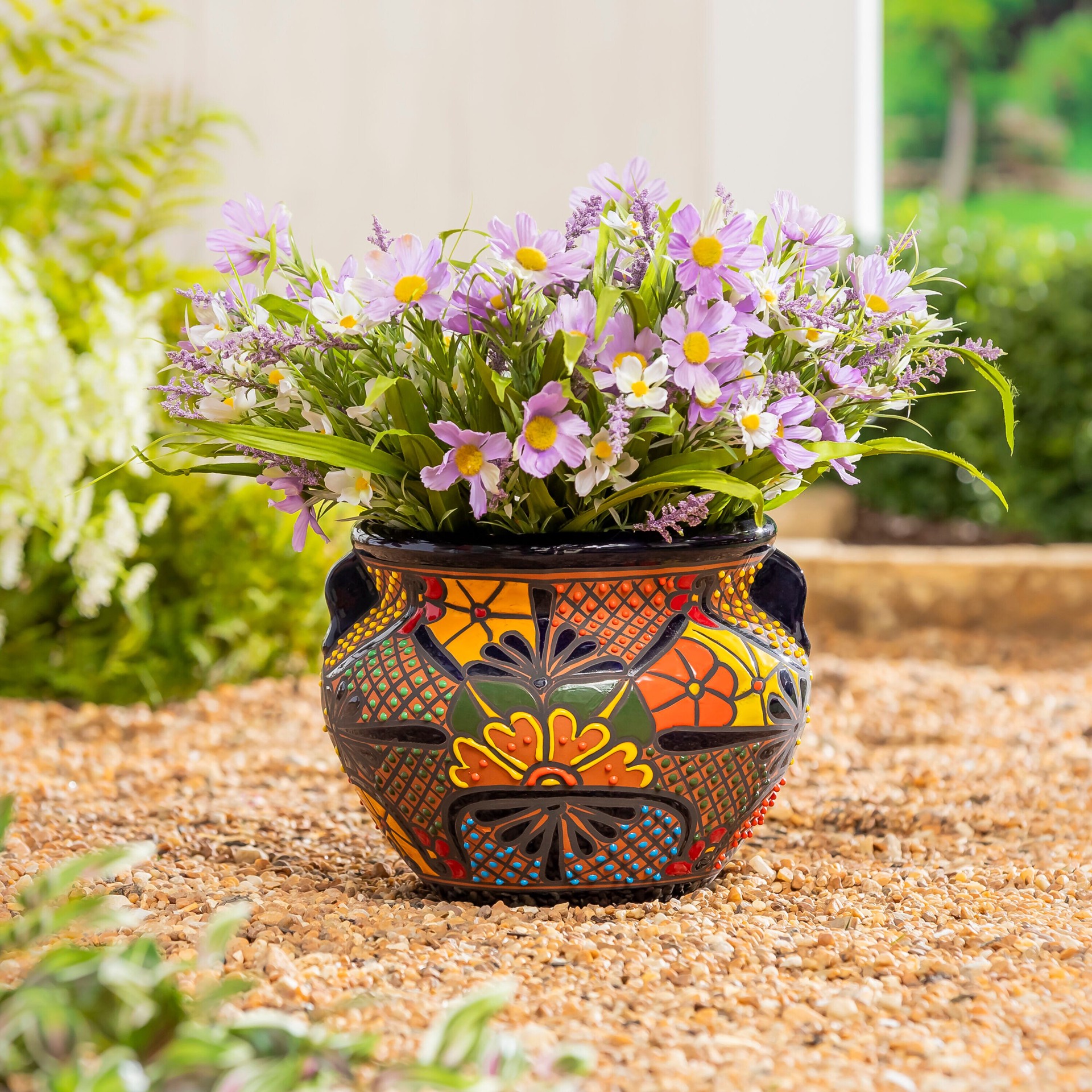 slide 3 of 6, Style Selections Urn 12.0-in W x 10-in H x 12-in D Multiple colors/finishes Clay Indoor/Outdoor Planter, 1 ct