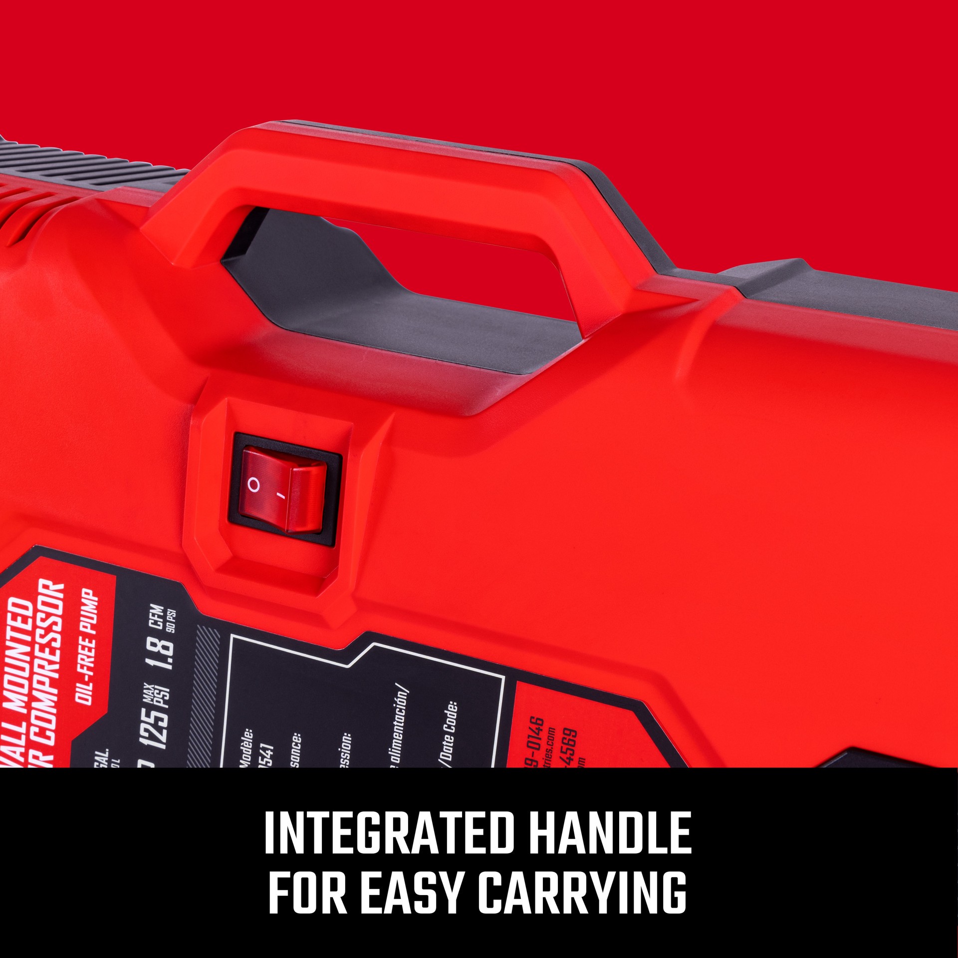 slide 5 of 6, CRAFTSMAN Wall- Mount Built-In Hose Reel 0.5-Gallon Portable Electric 125 PSI Vertical Air Compressor, 1 ct