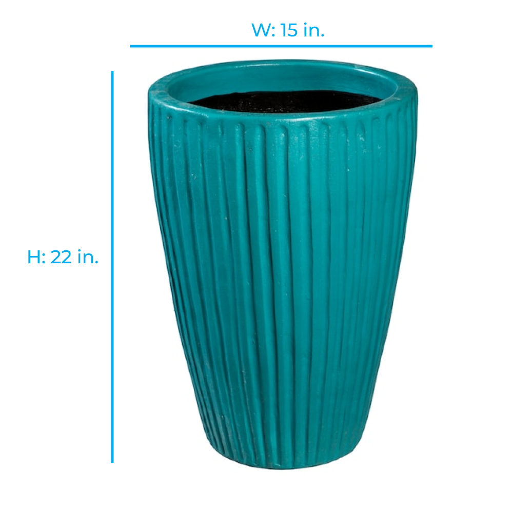 slide 2 of 6, Style Selections Urn 15.0-in W x 22-in H x 15-in D Blue Clay Indoor/Outdoor Planter, 1 ct