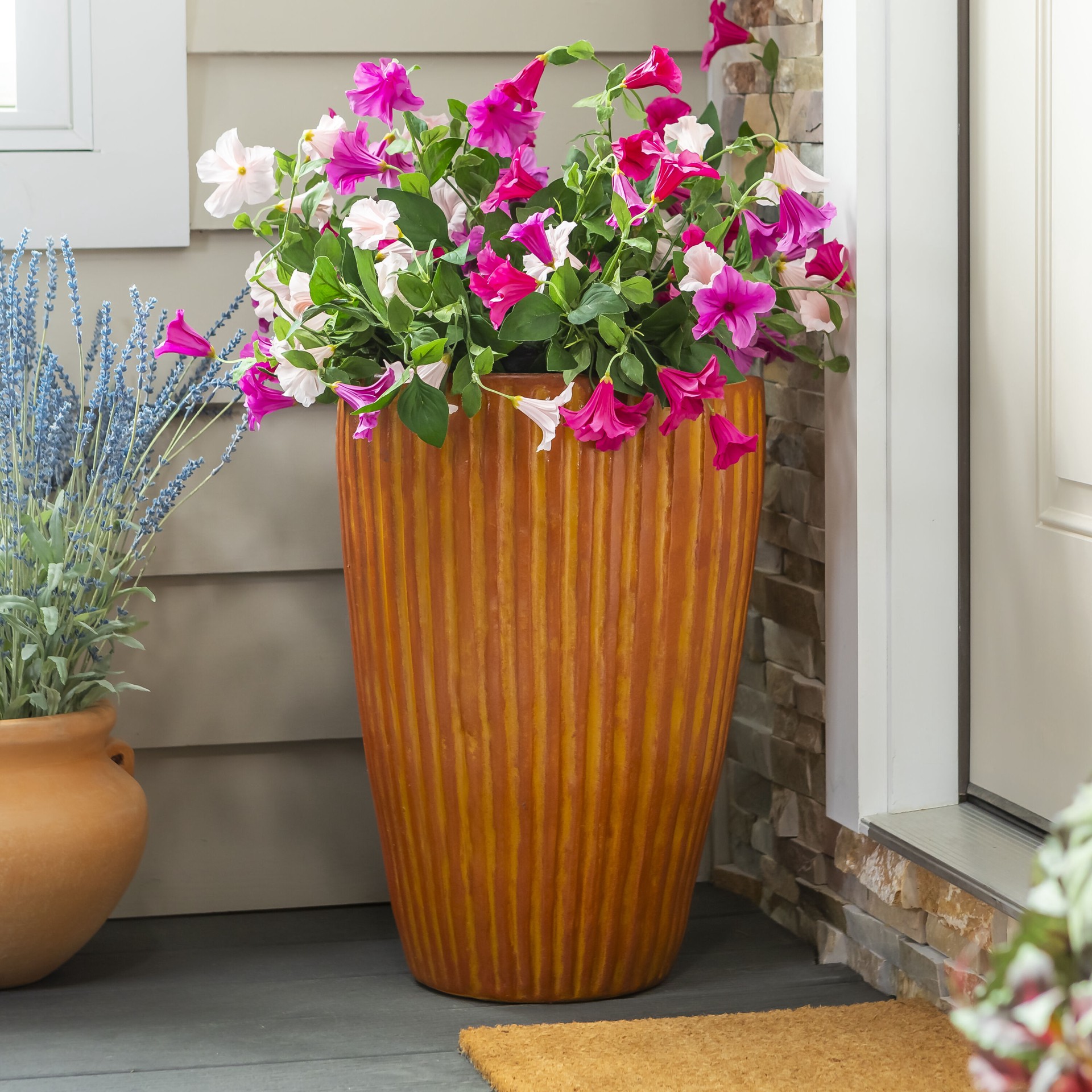 slide 2 of 5, Style Selections Urn 15.0-in W x 15.0-in L Bronze Clay Indoor/Outdoor Planter, 1 ct