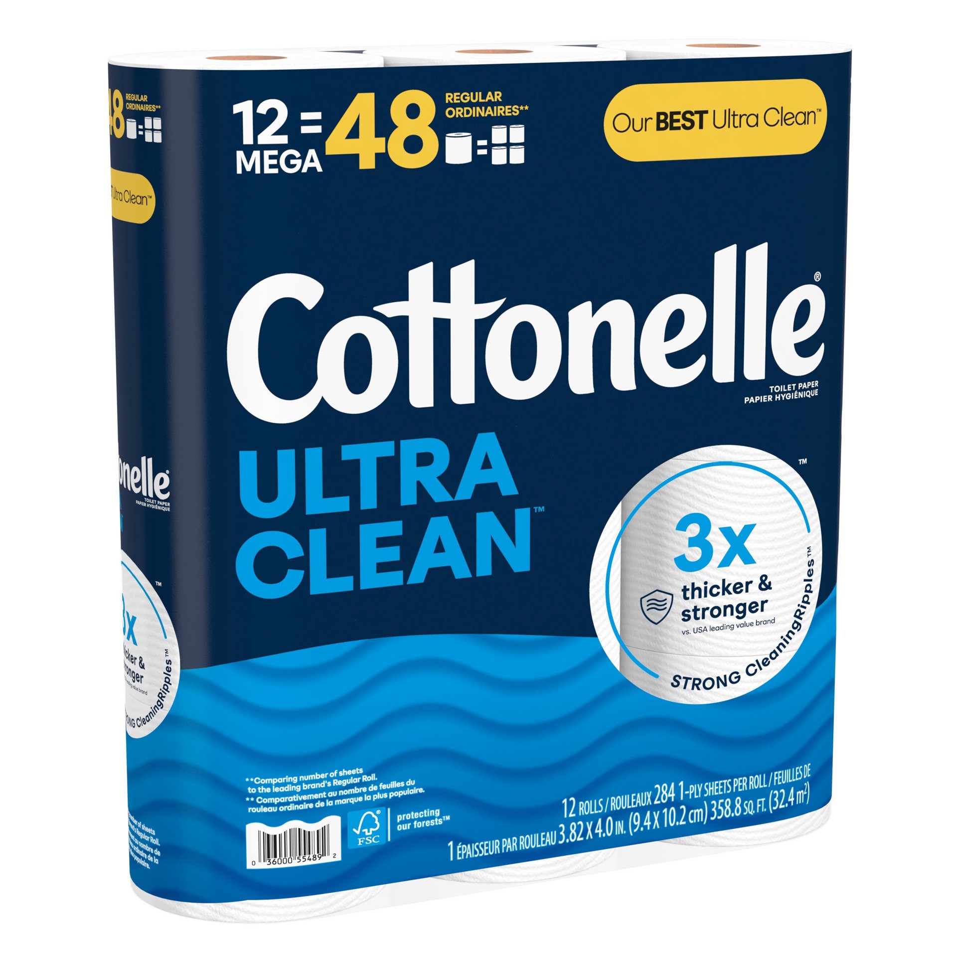 slide 2 of 6, Cottonelle Ultra Clean 12 -Pack 1-ply Toilet Paper, 1 ct