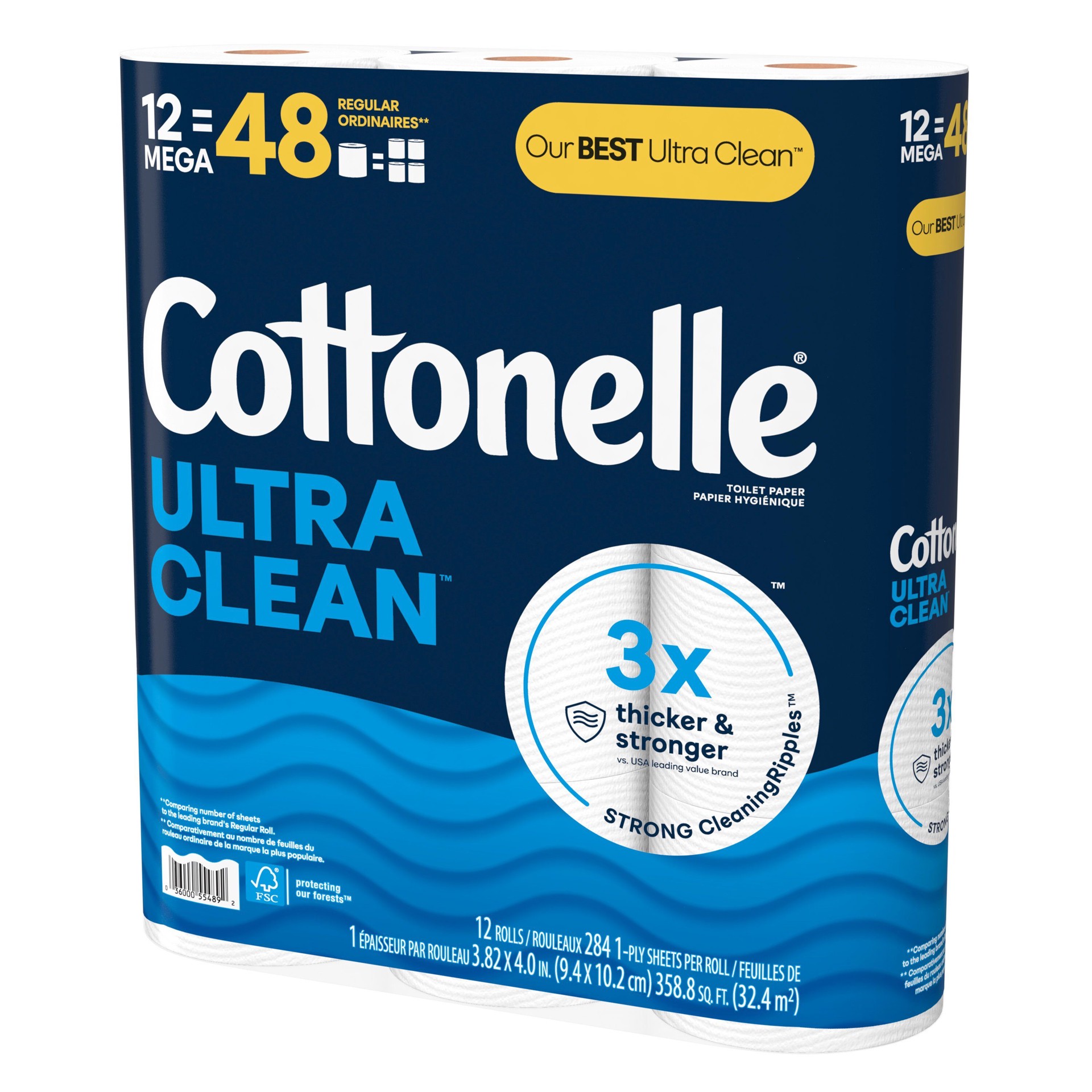 slide 5 of 6, Cottonelle Ultra Clean 12 -Pack 1-ply Toilet Paper, 1 ct