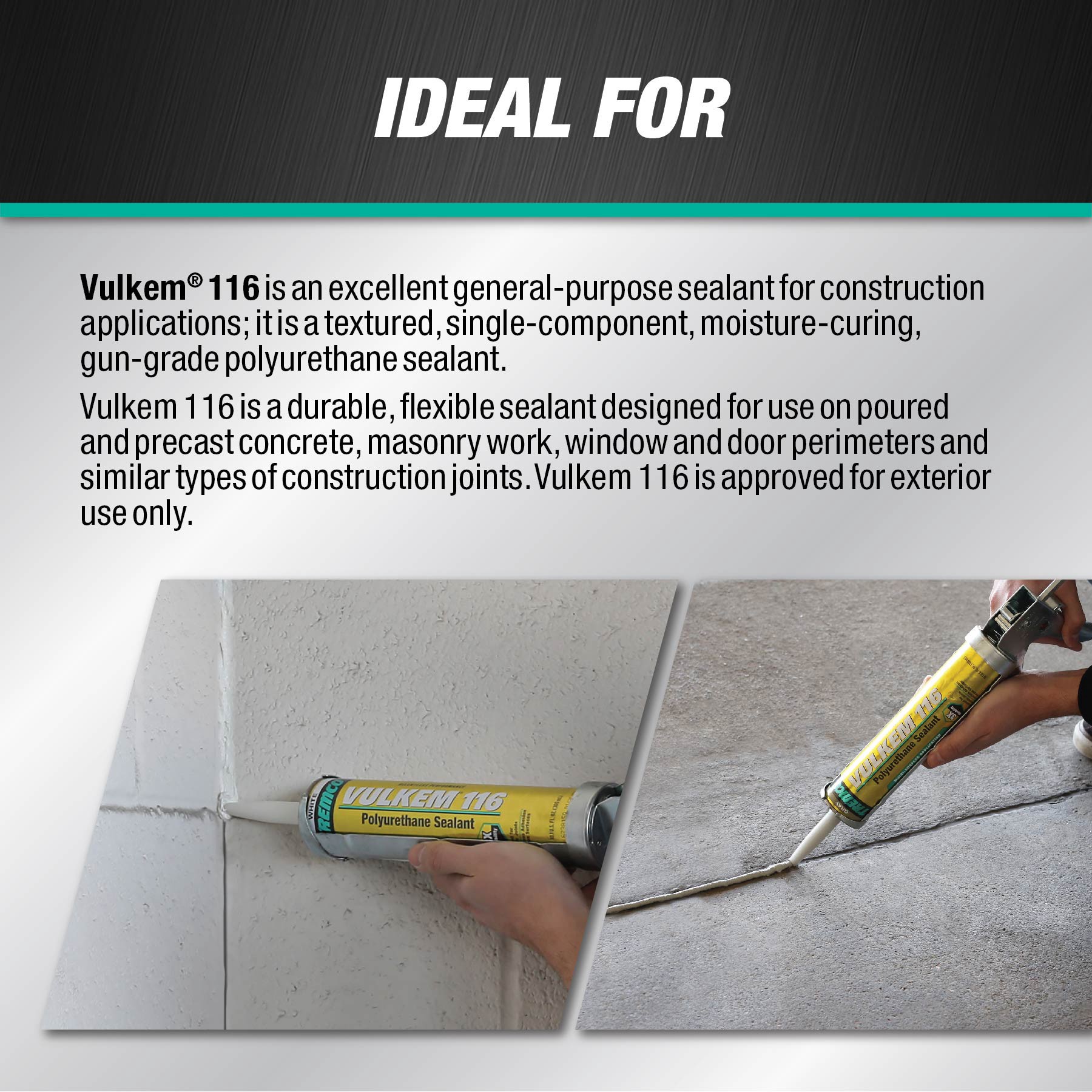slide 4 of 6, Tremco Vulkem 116 10.1-oz Exterior and Specialty Gray Paintable Polyurethane Caulk, 1 ct