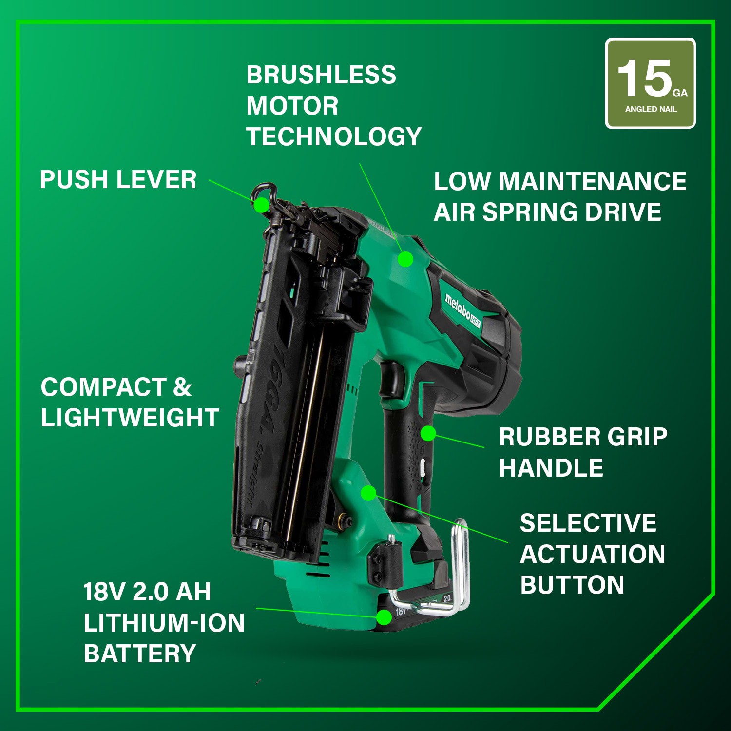 slide 4 of 6, Metabo HPT MultiVolt 2-1/2-in 15 -Gauge Cordless Angled Finish Nailer (Battery Included and Charger Included), 1 ct
