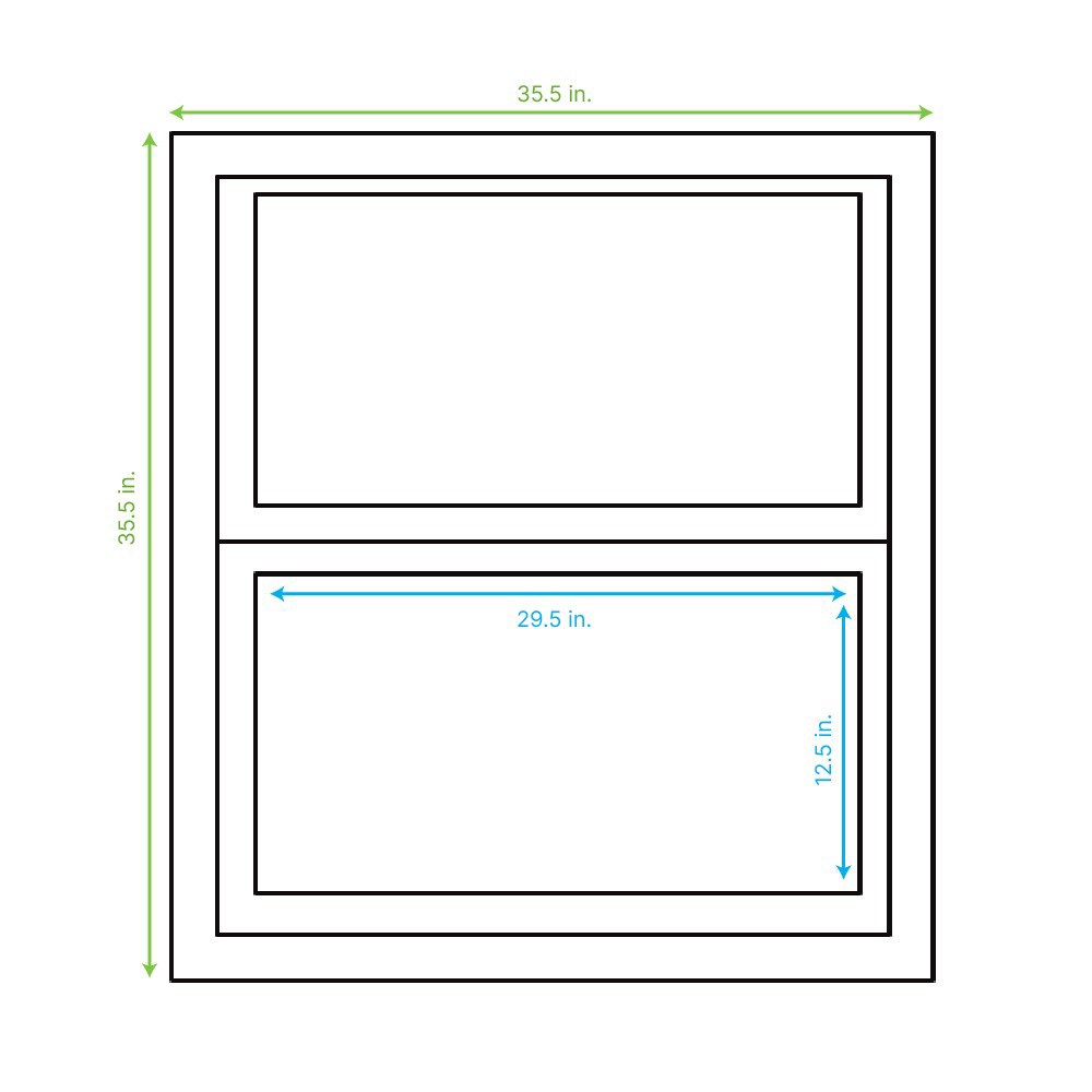 slide 3 of 6, RELIABILT Series 28100 35-1/2-in x 35-1/2-in Black Exterior Vinyl New Construction Single Hung Window Low-E argon Double Pane Glass (Half Screen Included), 1 ct