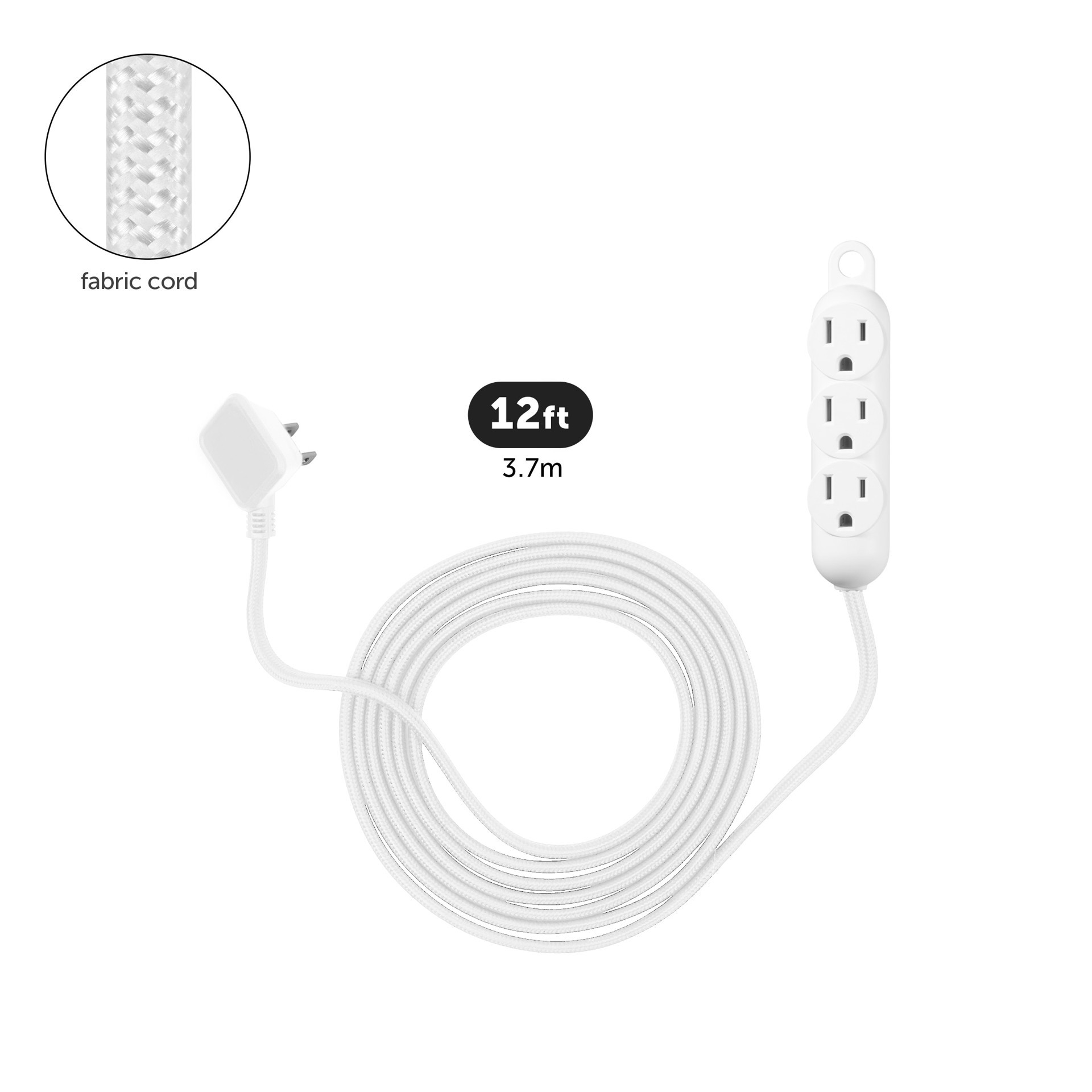 slide 3 of 6, Utilitech 12-ft 16 / 3 Light Duty 1 Prong White Indoor Extension Power Cord, 1 ct