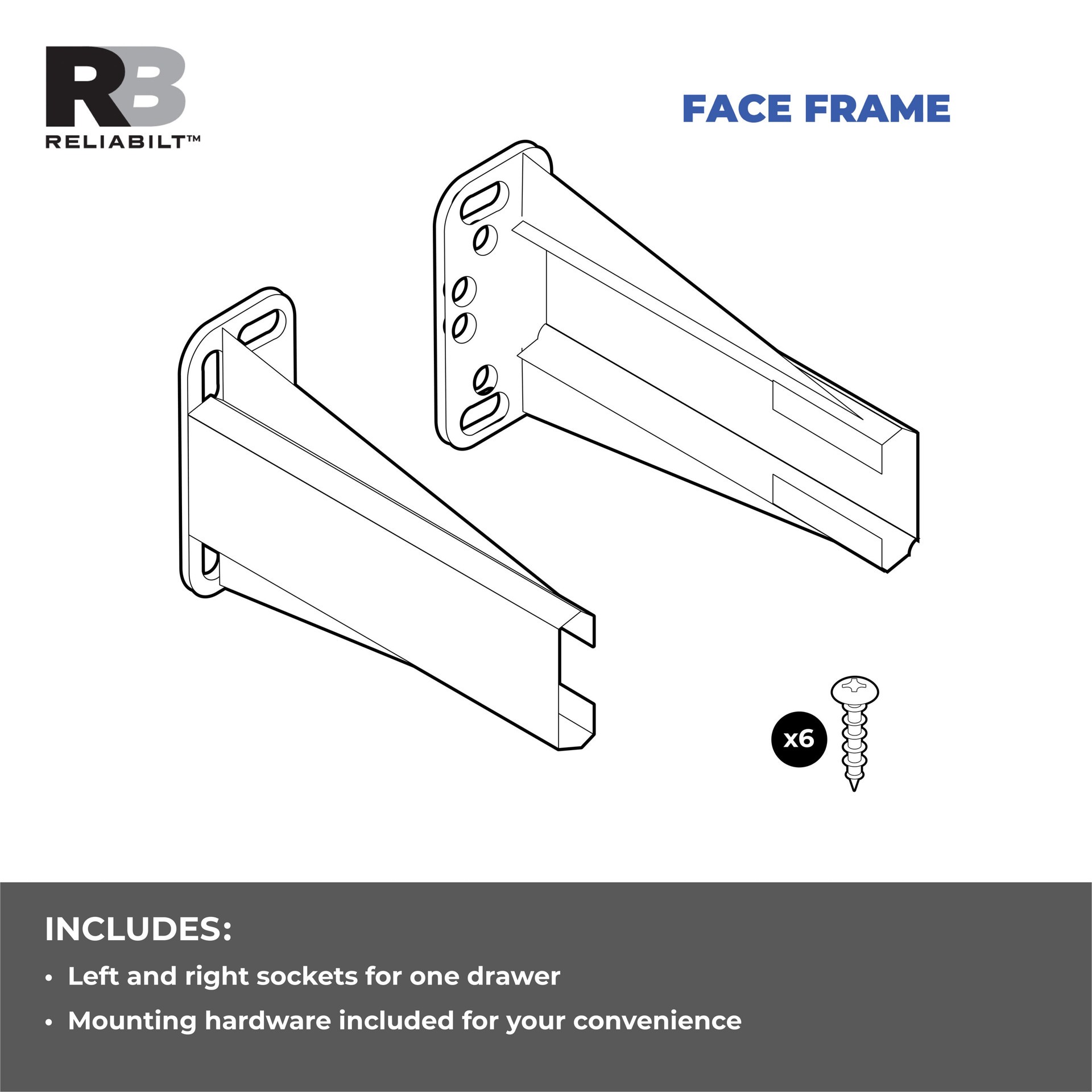 slide 5 of 6, RELIABILT White Plastic Drawer slide sockets, 1 ct