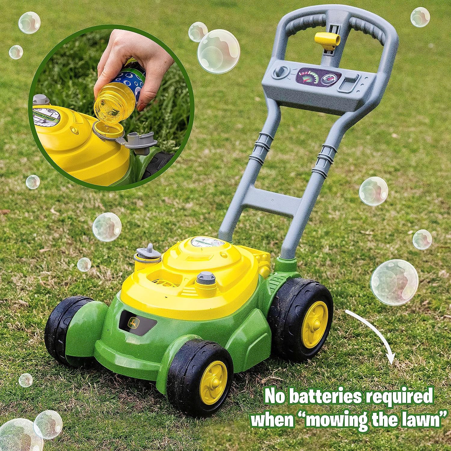 slide 3 of 3, John Deere Bubble Push Mower for Toddlers, 1 ct