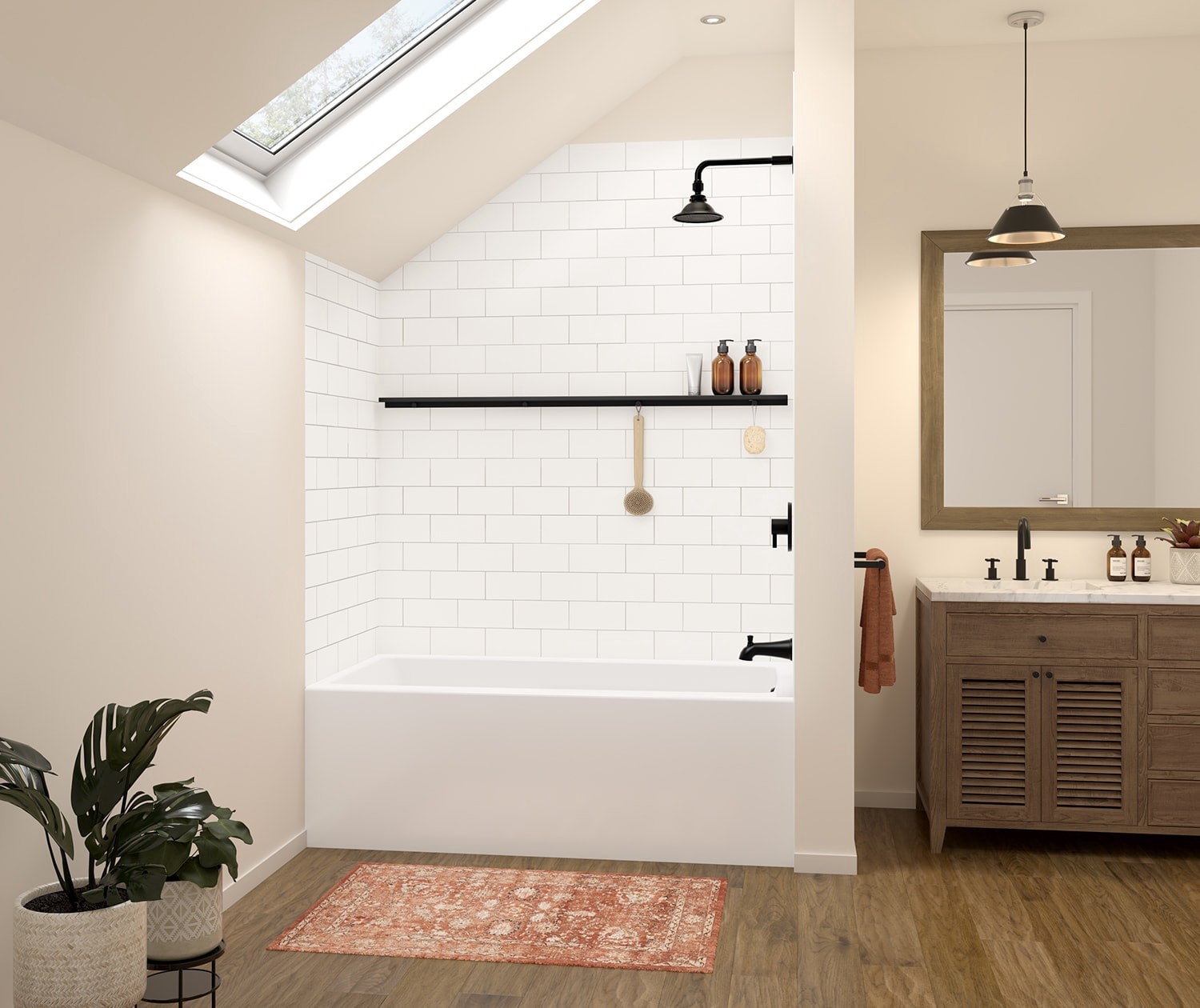 slide 2 of 6, DreamLine Luna Matte Black Stainless steel Wall mount Bathroom Shelf ( 57-in x 1.375-in x 3-in ), 1 ct