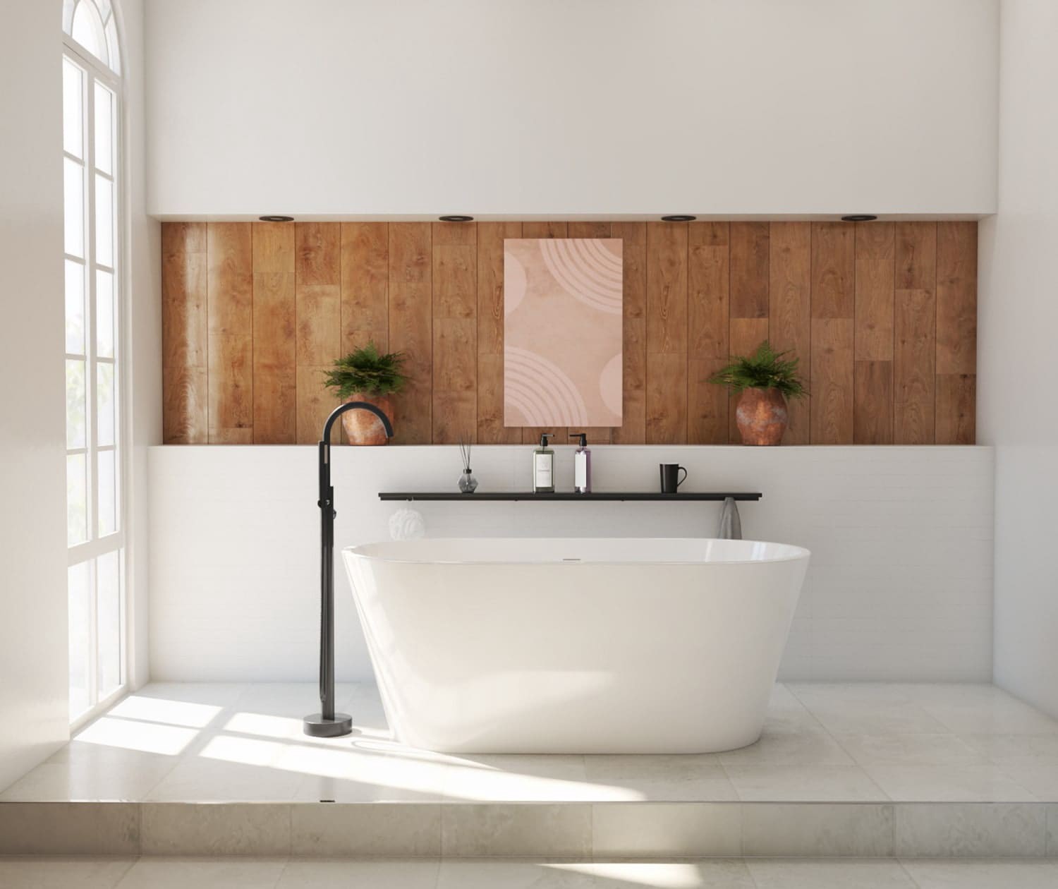 slide 6 of 6, DreamLine Luna Matte Black Stainless steel Wall mount Bathroom Shelf ( 57-in x 1.375-in x 3-in ), 1 ct