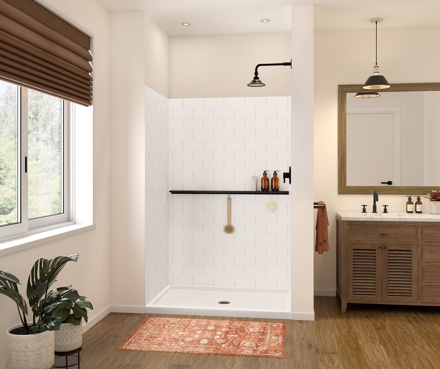 slide 2 of 6, DreamLine Luna Matte Black Stainless steel Wall mount Bathroom Shelf ( 45-in x 1.375-in x 3-in ), 1 ct