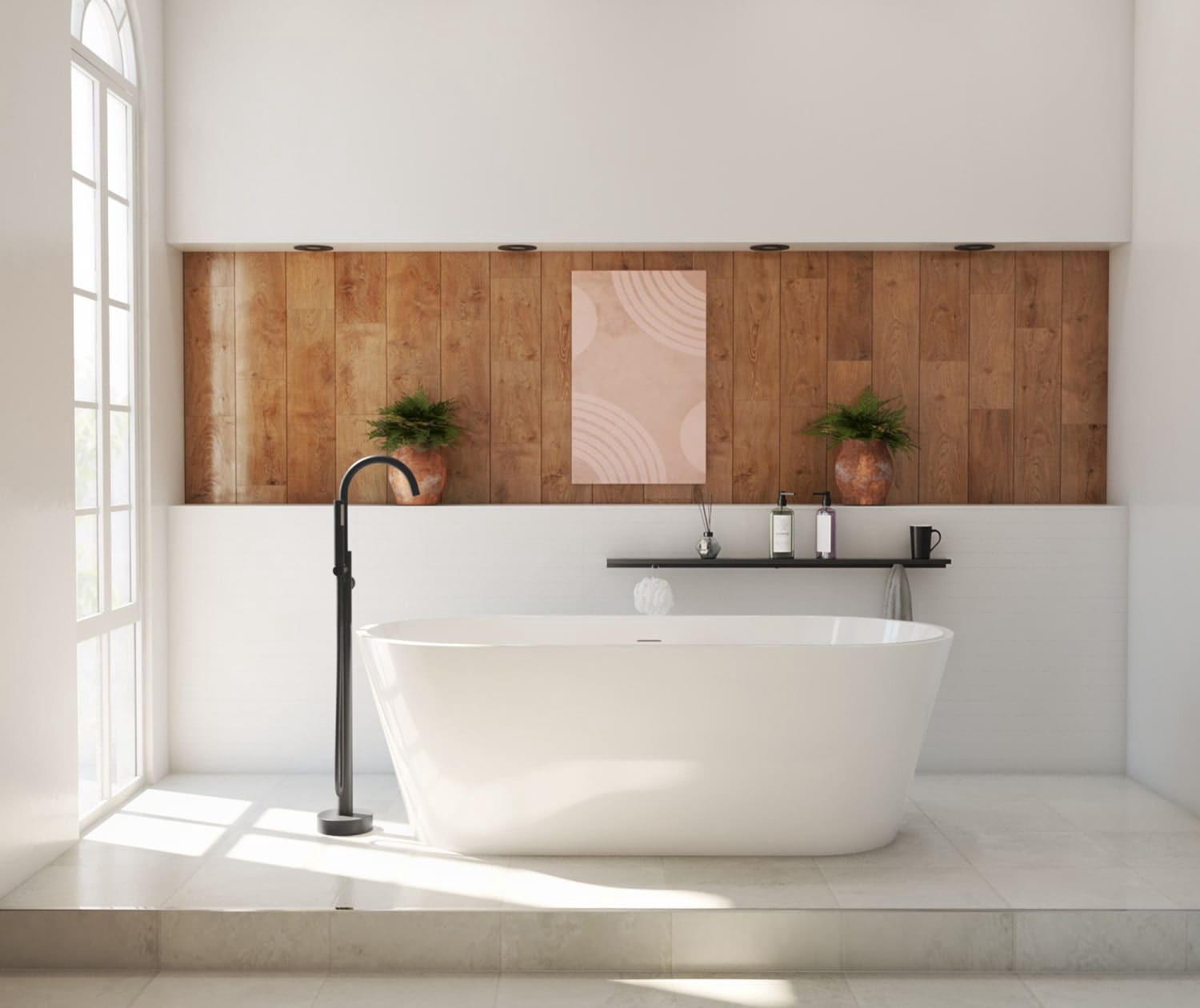 slide 6 of 6, DreamLine Luna Matte Black Stainless steel Wall mount Bathroom Shelf ( 45-in x 1.375-in x 3-in ), 1 ct