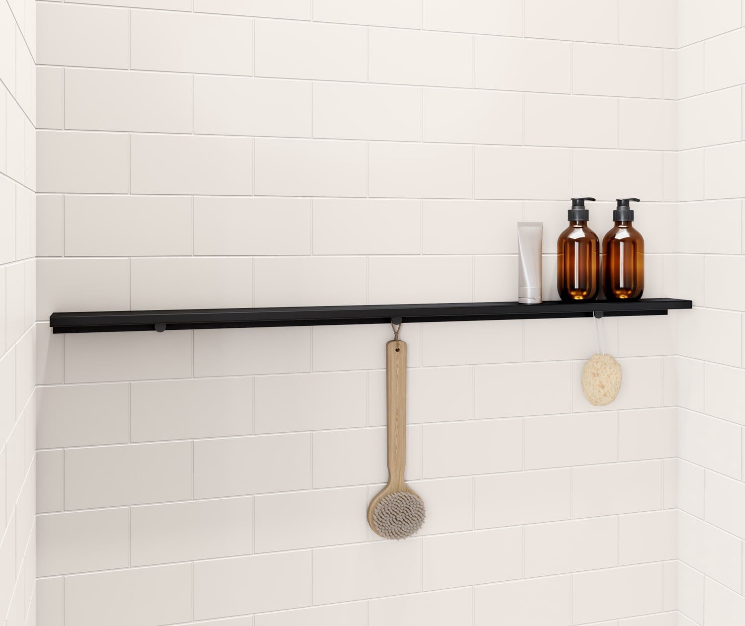 slide 1 of 6, DreamLine Luna Matte Black Stainless steel Wall mount Bathroom Shelf ( 45-in x 1.375-in x 3-in ), 1 ct