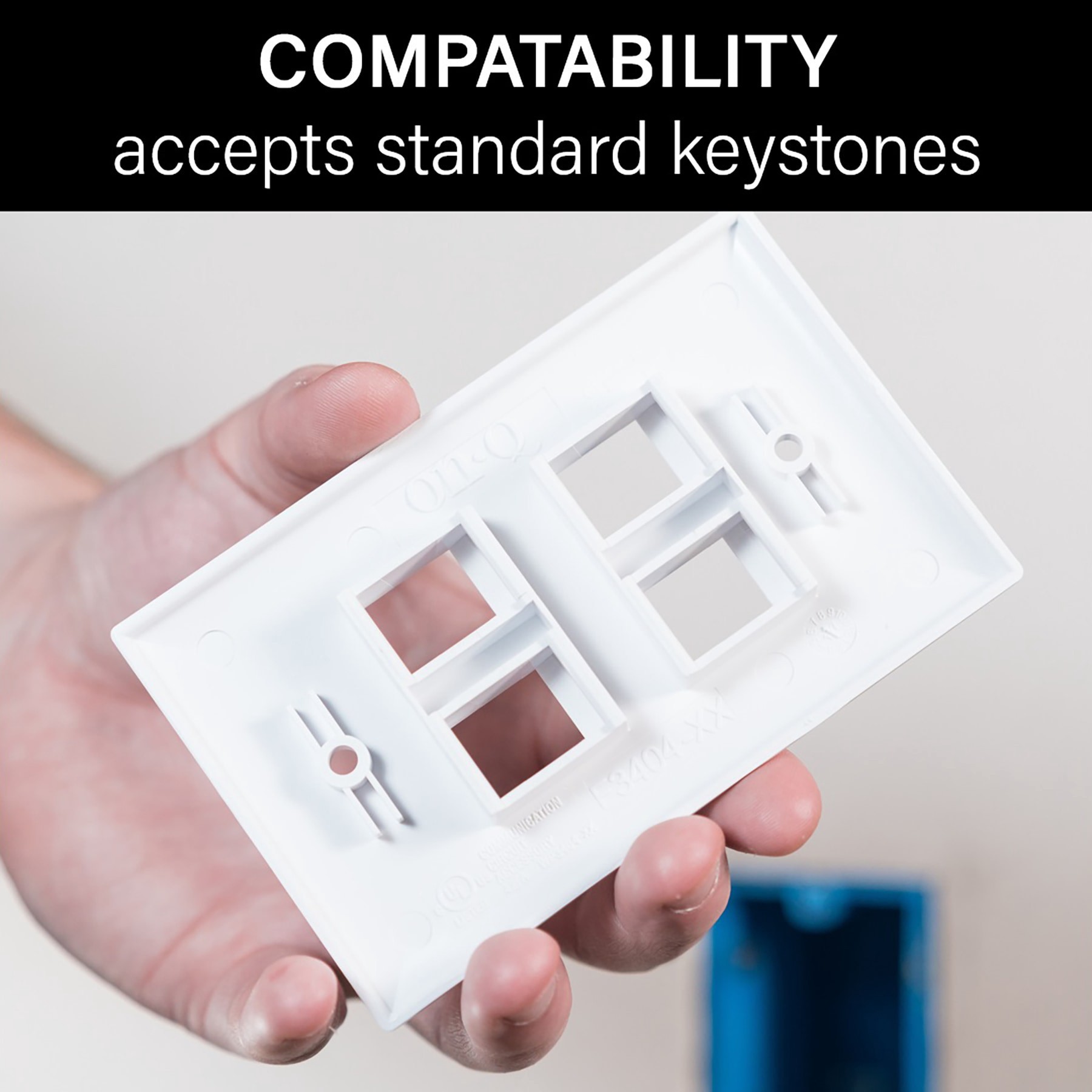 slide 2 of 4, On-Q/Legrand On-Q Keystone Insert 1 -Gang Midsize Size White Nylon Indoor Wall Plate, 1 ct