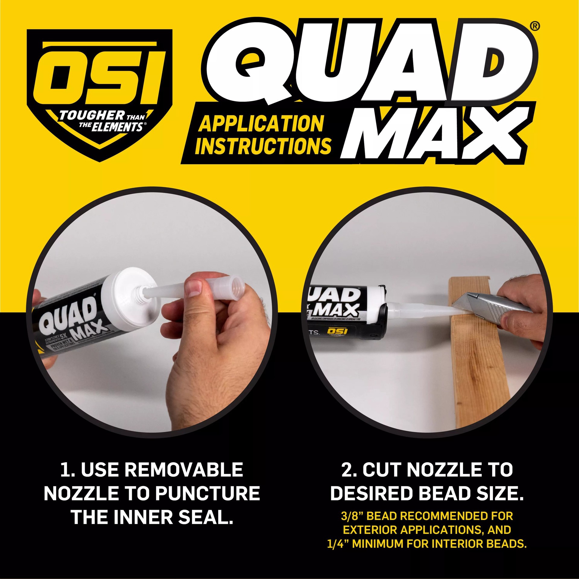 slide 4 of 6, OSI Quad Max 9.5-oz Window and Door Bronze 201 Paintable Advanced Sealant Caulk, 1 ct