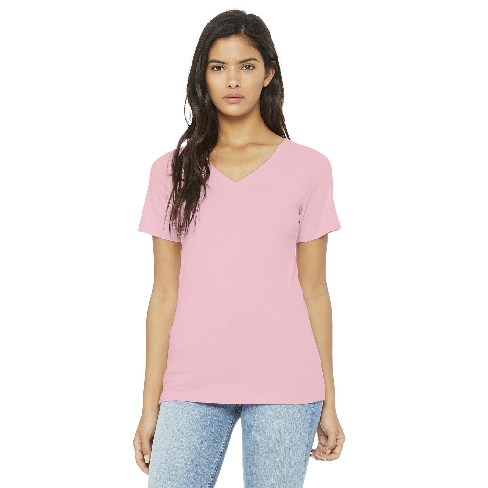 slide 2 of 6, Bella+canvas Women's Short Sleeve V-Neck T-Shirt, MED