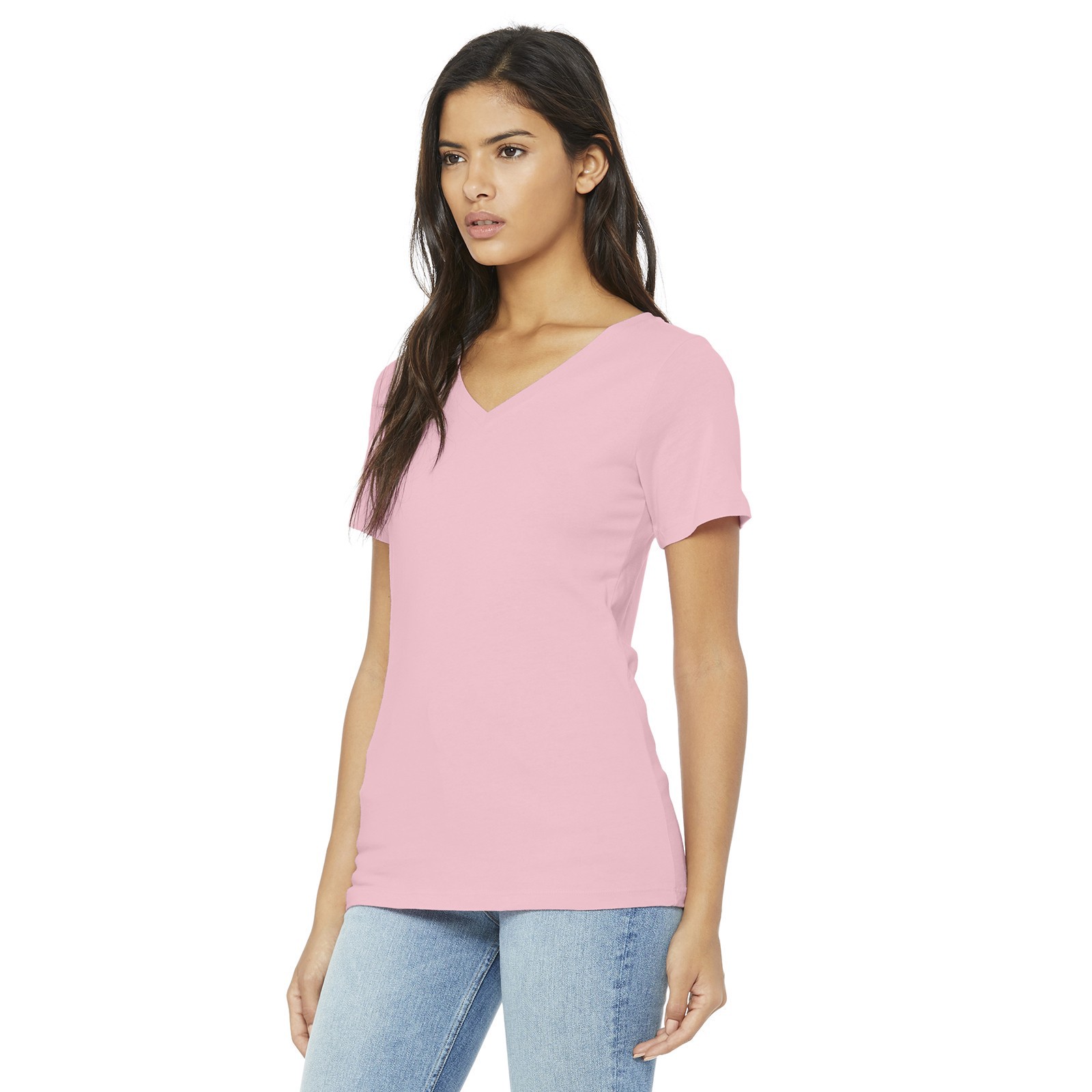 slide 5 of 6, Bella+canvas Women's Short Sleeve V-Neck T-Shirt, MED