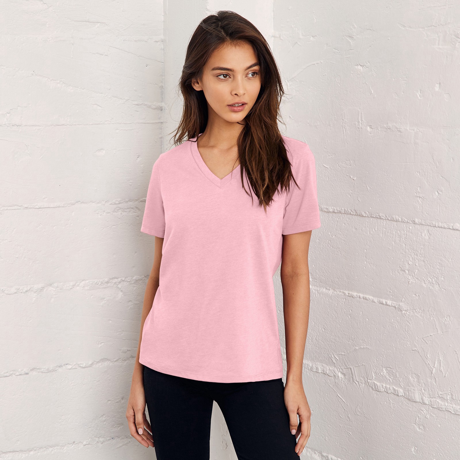 slide 6 of 6, Bella+canvas Women's Short Sleeve V-Neck T-Shirt, MED